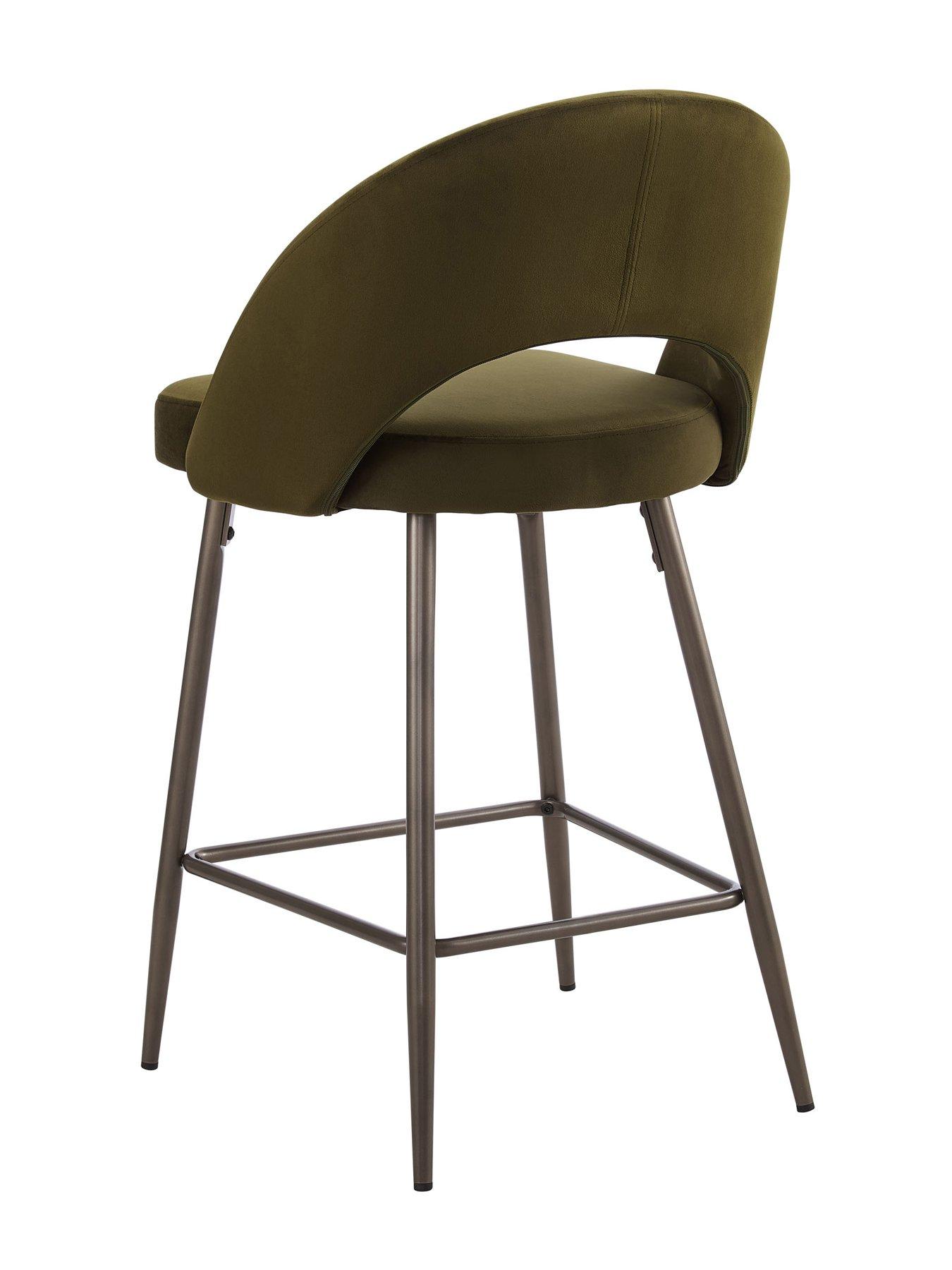 Image 7 of 7 of Dusk Lola Set Of 2 Barstools - Rich Green