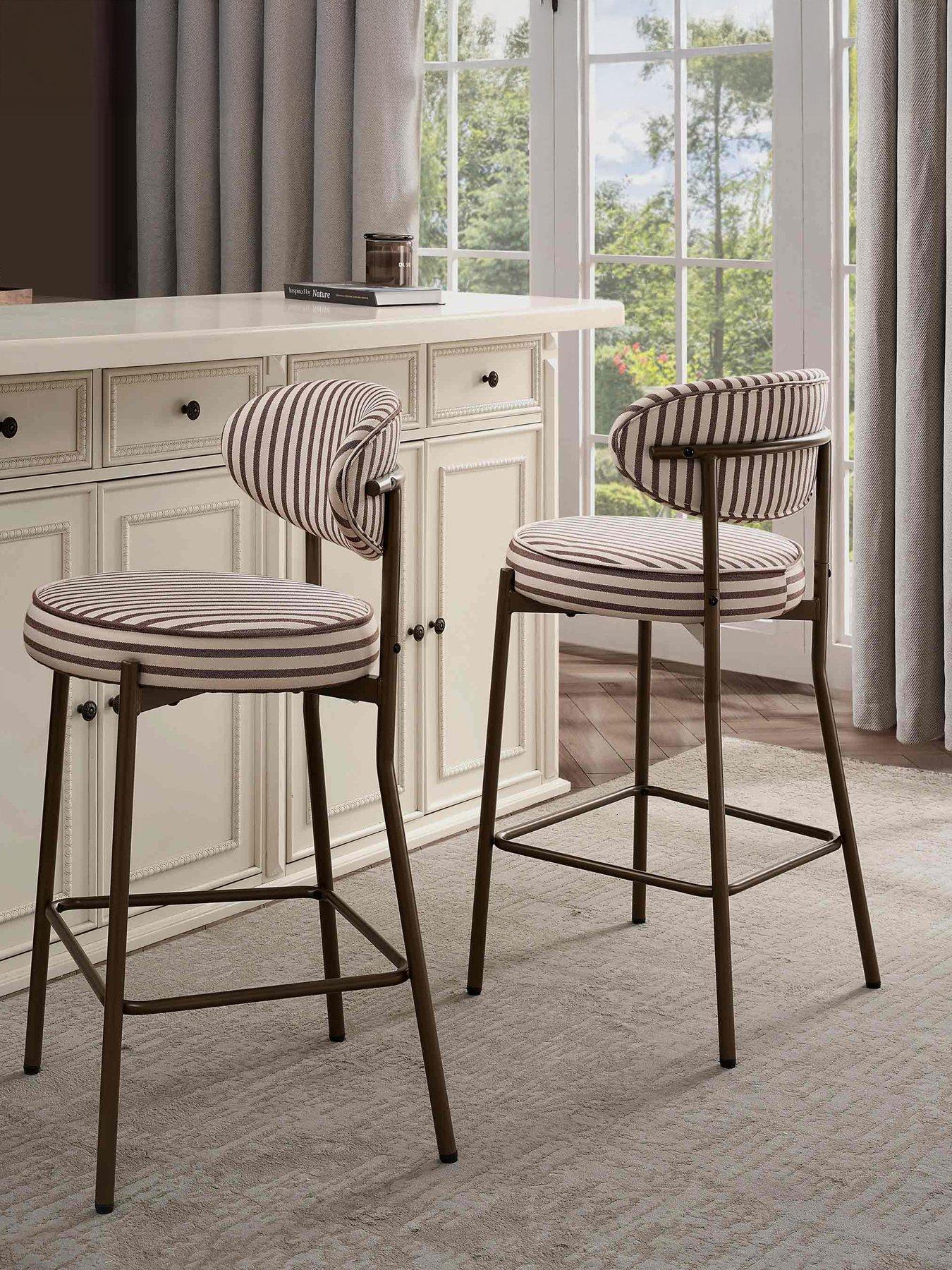 Dusk Mia Set Of 2 Barstools - Chocolate Stripe