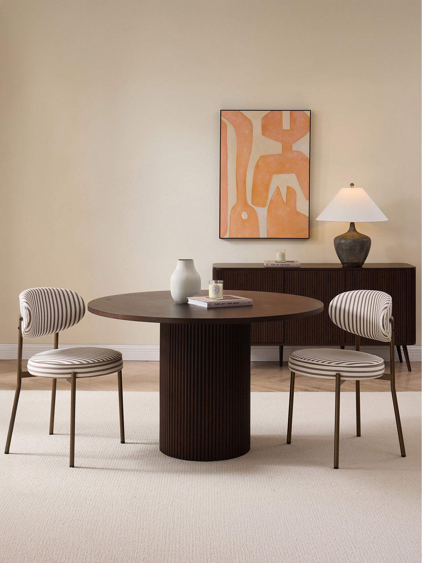 Dusk Mia Set Of 2 Dining Chairs - Chocolate Stripe