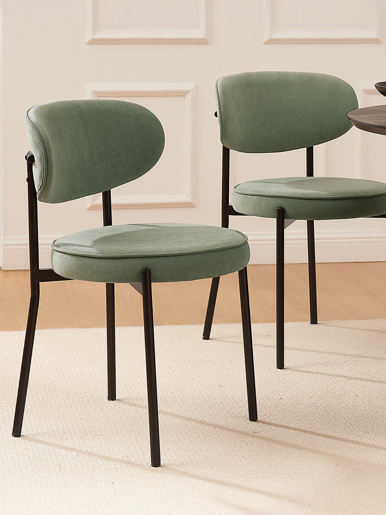 Dusk Mia Set Of 2 Dining Chairs - Matte Velvet - Sage Green