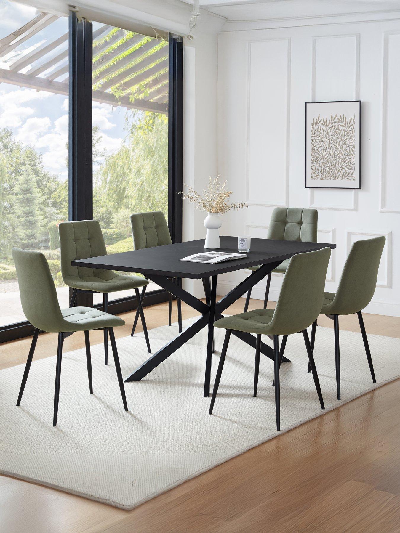 Dusk Brooke Rectangle Extendable 6-10 Seater Dining Table - Black