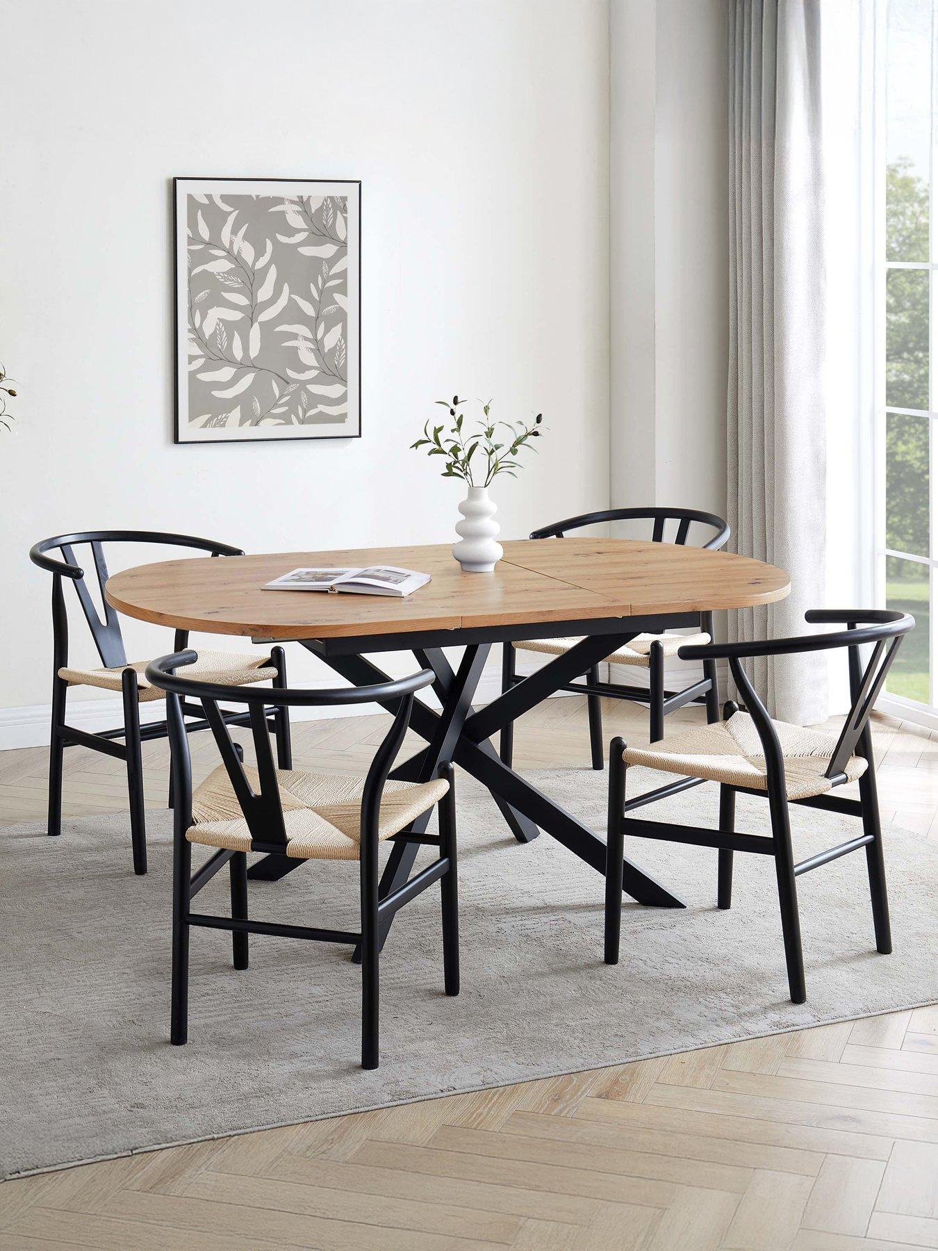 Dusk Brooke Oval Extendable 4-8 Seater Dining Table - Wood/black