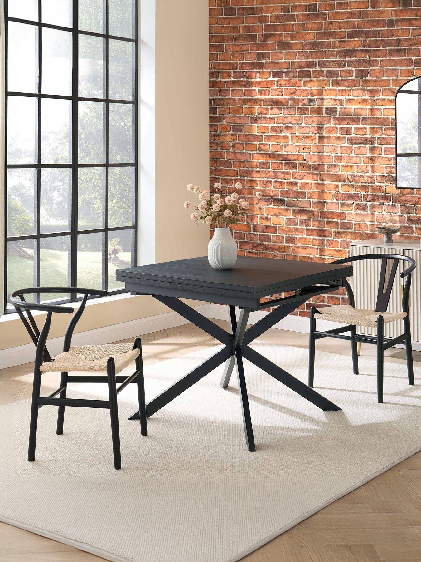 Dusk Brooke Square Extendable 4-8 Seater Dining Table - Black