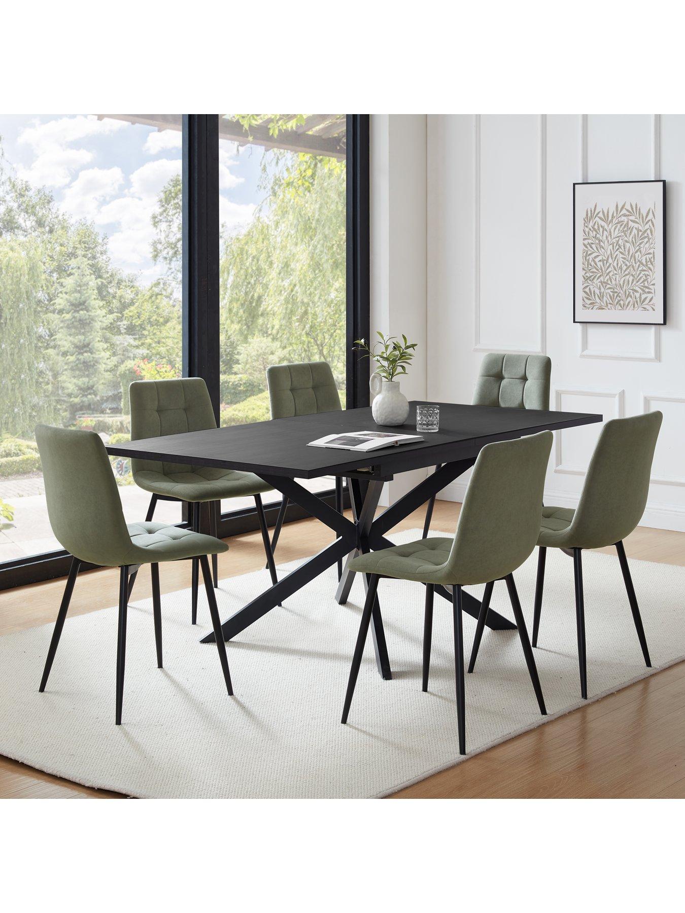 Image 4 of 7 of Dusk Brooke Square Extendable 4-8 Seater Dining Table - Black