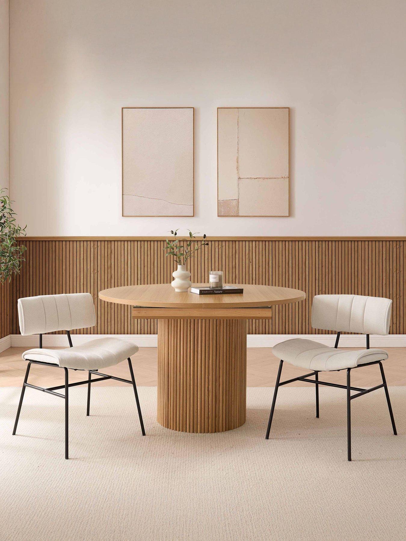 Dusk Fearne Set Of 2 Dining Chairs - Ivory Chenille