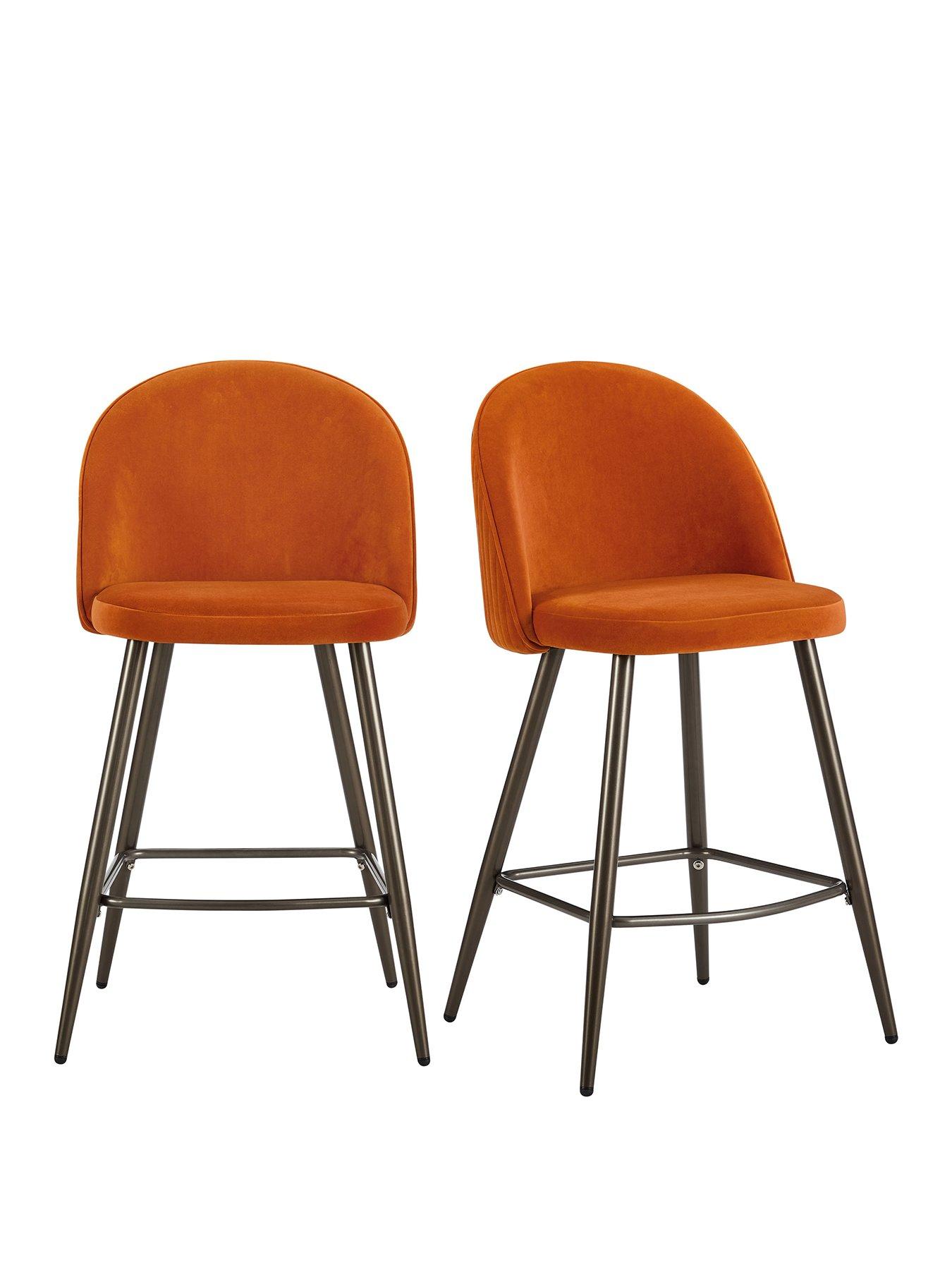 Image 2 of 7 of Dusk Hattie Set Of 2 Barstools - Bright Orange
