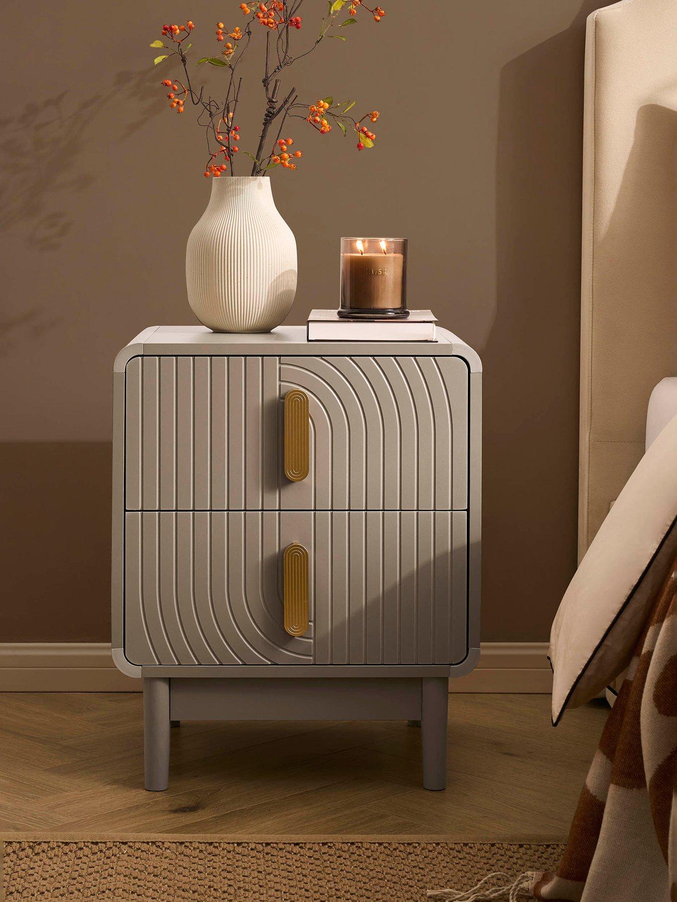 Image 1 of 7 of Dusk Marnie 2 Drawer Bedside Table - Taupe