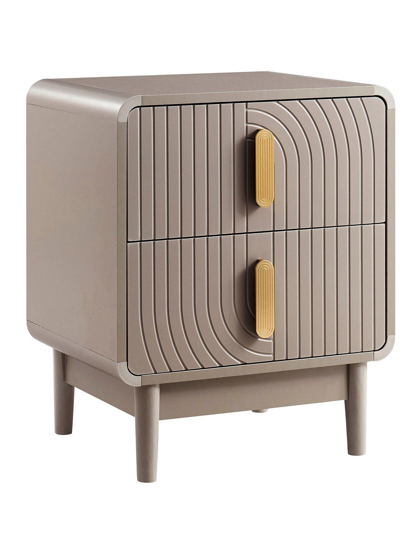 Image 2 of 7 of Dusk Marnie 2 Drawer Bedside Table - Taupe