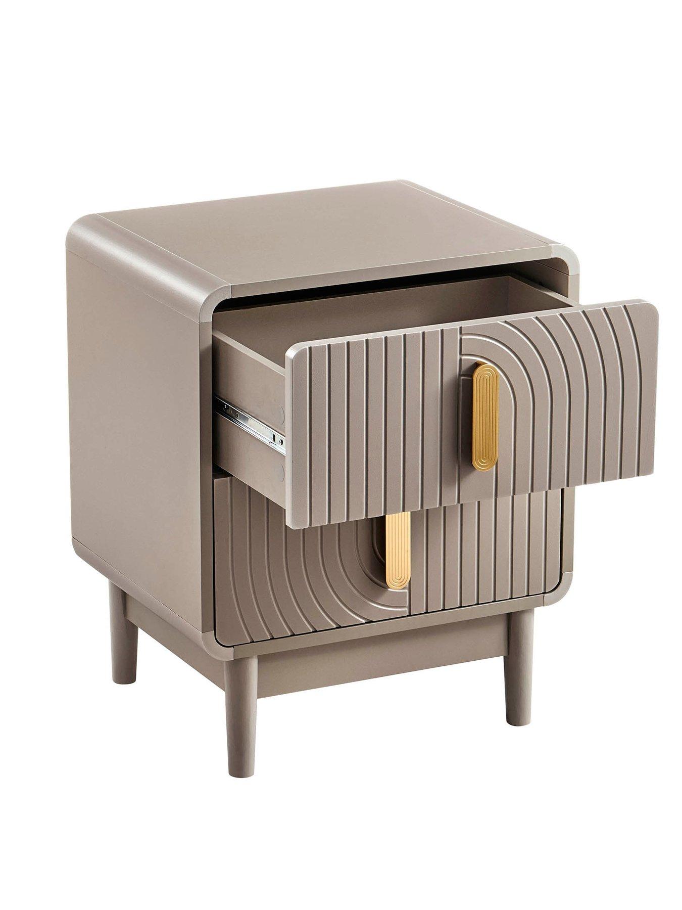 Image 4 of 7 of Dusk Marnie 2 Drawer Bedside Table - Taupe