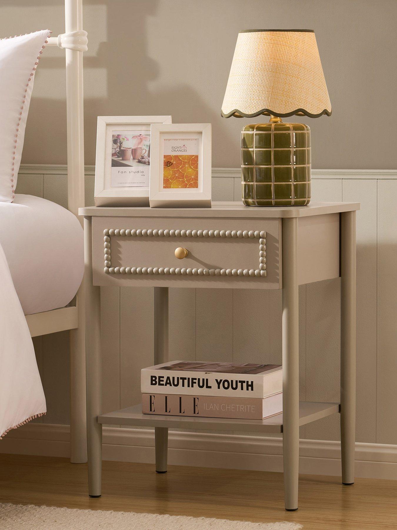 Image 1 of 7 of Dusk Posy Bobbin 1  Drawer Nightstand - Taupe