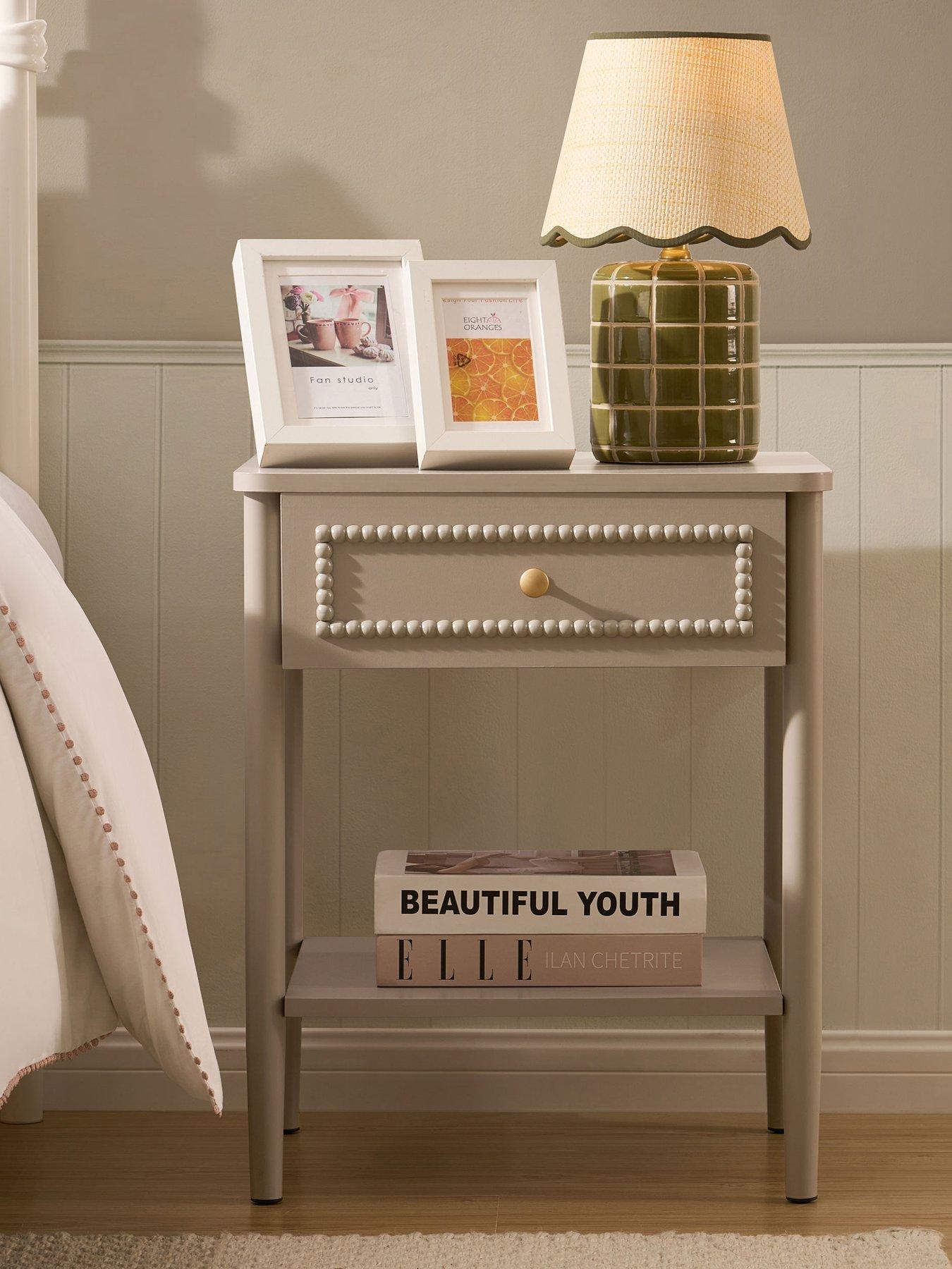 Image 3 of 7 of Dusk Posy Bobbin 1  Drawer Nightstand - Taupe