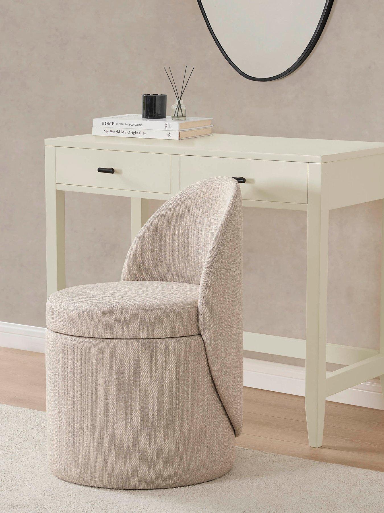 Dusk Primrose Dressing Table Storage Stool - Stone Grey