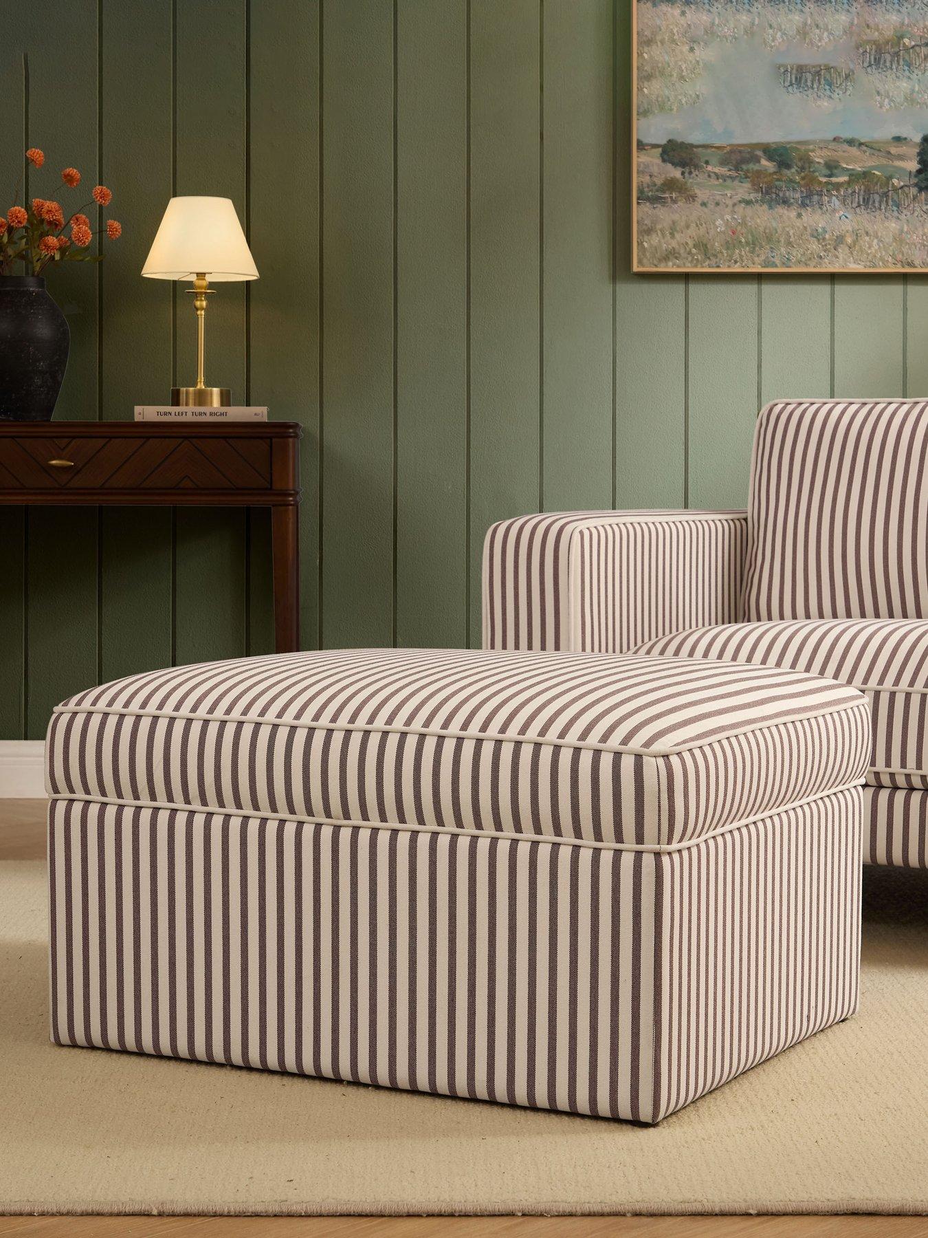 Dusk Soho Ottoman Storage Pouffe - Chocolate Stripe