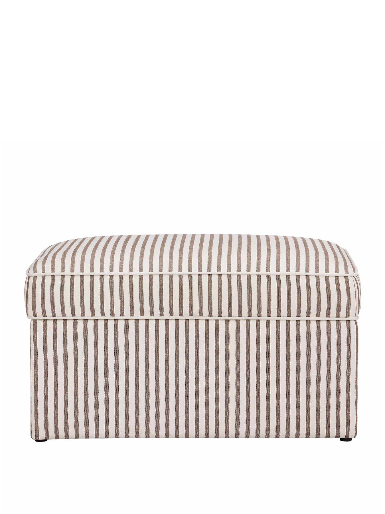 Image 2 of 6 of Dusk Soho Ottoman Storage Pouffe - Chocolate Stripe