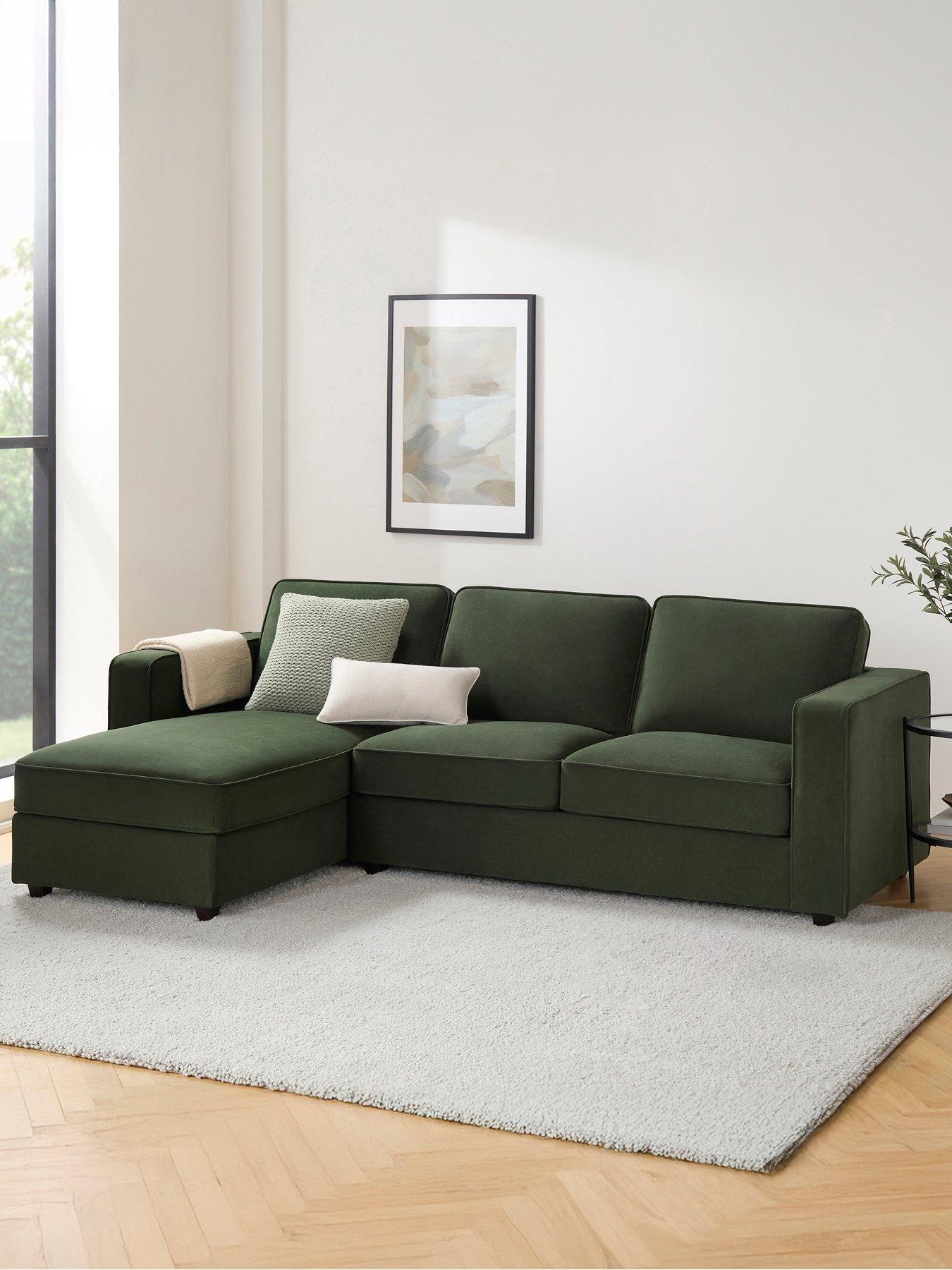Image 1 of 7 of Dusk Soho Left Hand Storage Chaise Sofa - Dark Olive