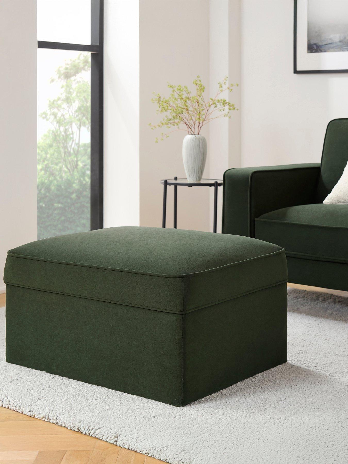 Image 1 of 5 of Dusk Soho Ottoman Storage Pouffe - Dark Olive