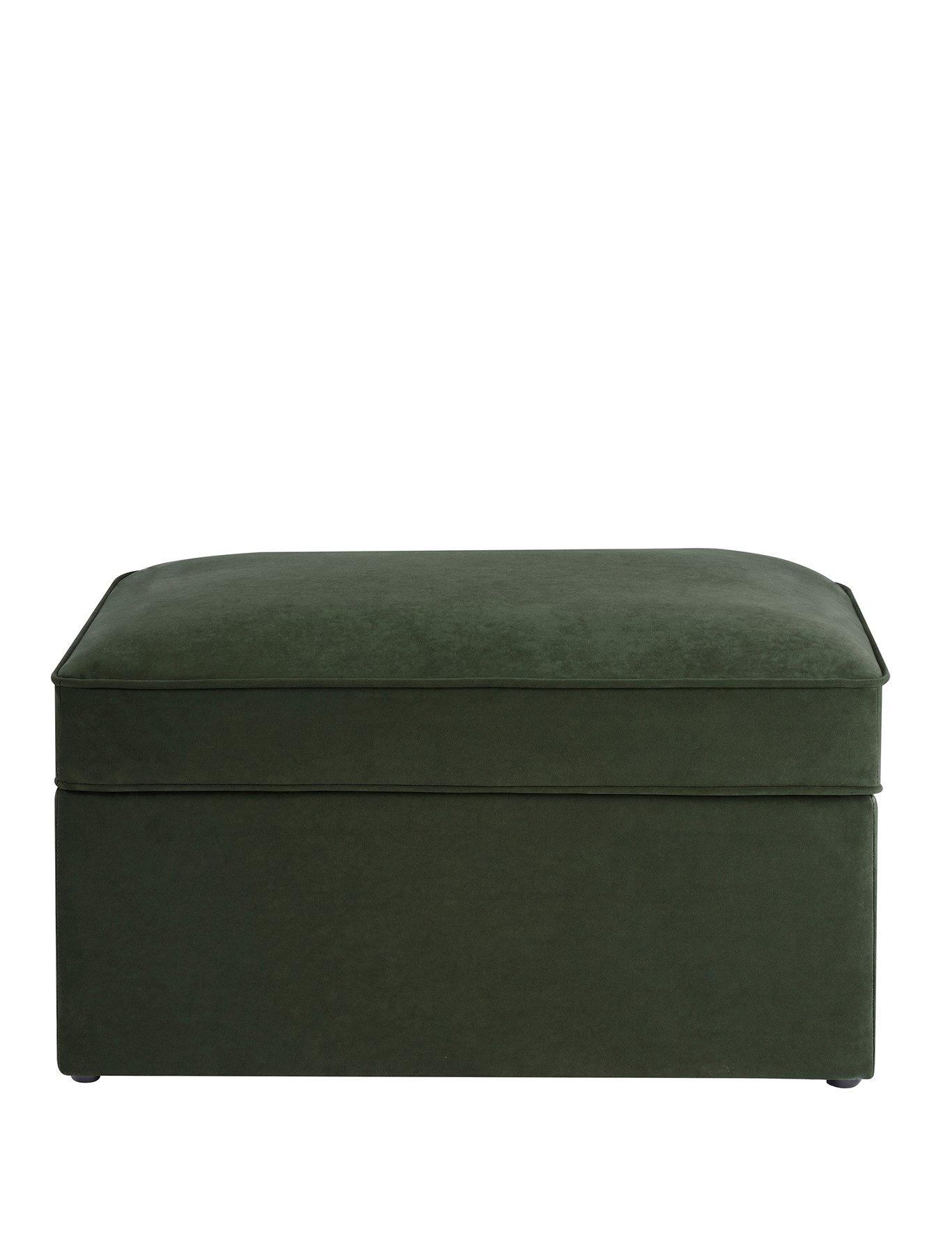 Image 2 of 5 of Dusk Soho Ottoman Storage Pouffe - Dark Olive