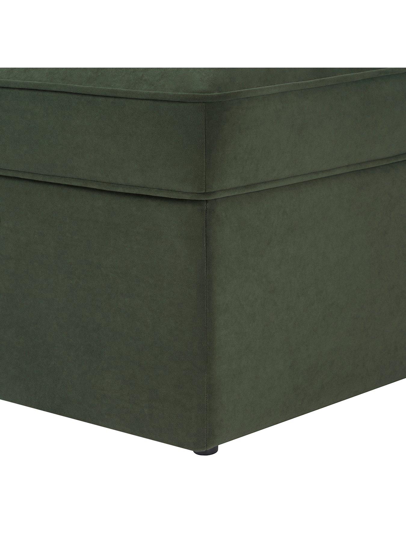 Image 4 of 5 of Dusk Soho Ottoman Storage Pouffe - Dark Olive