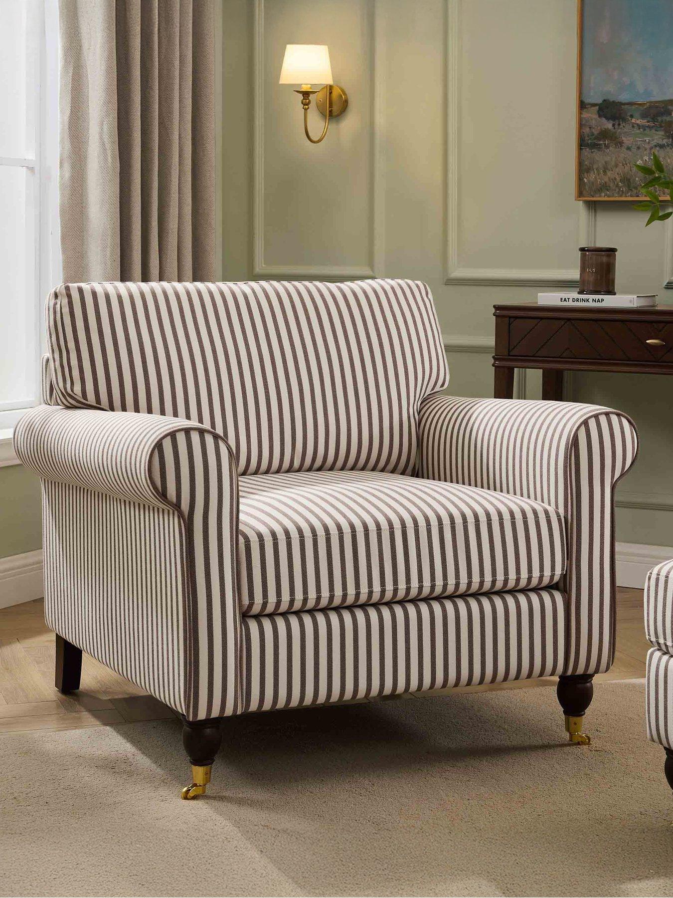 Dusk Sicily Armchair - Chocolate Stripe