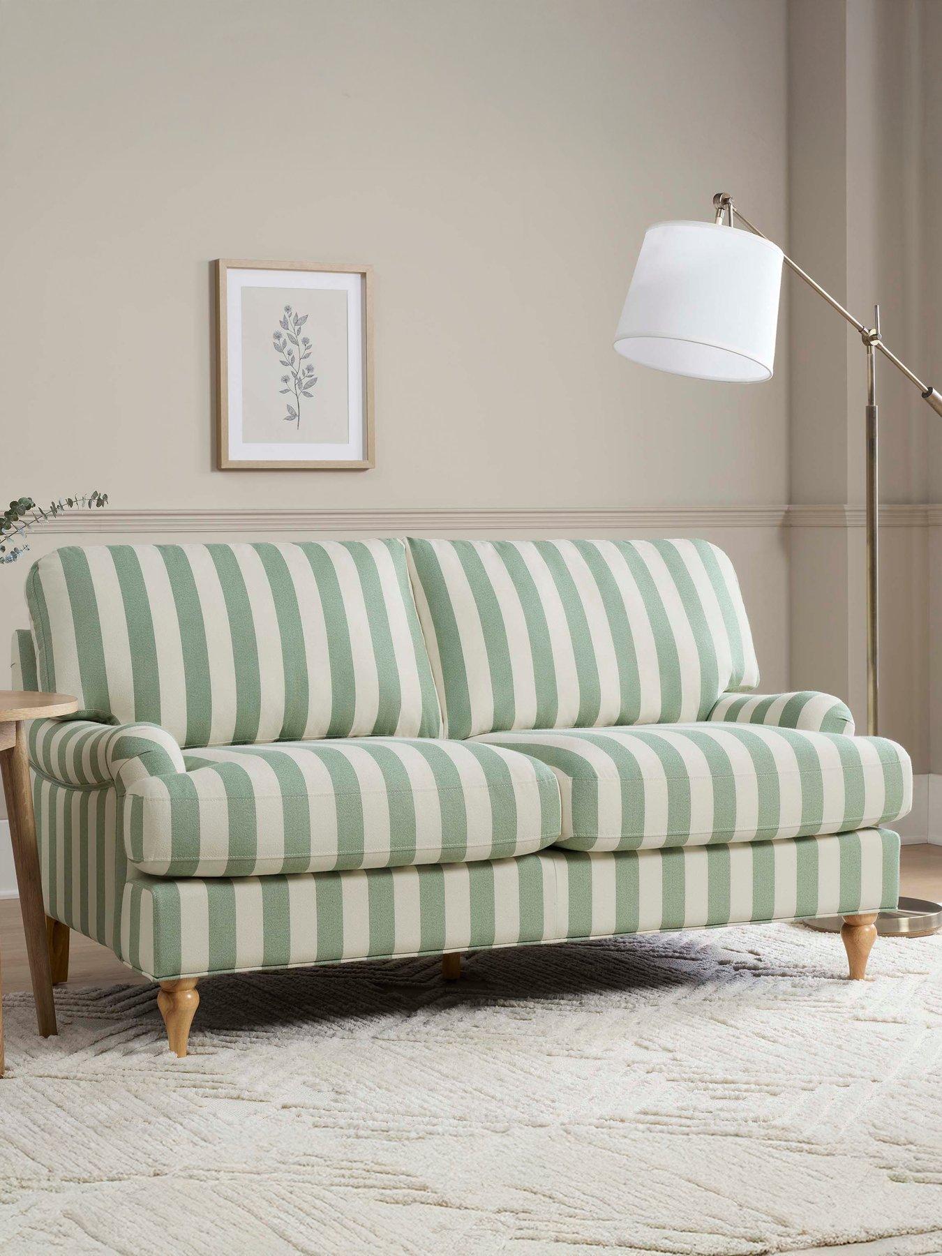 Image 1 of 6 of Dusk Hampshire 2 Seater Sofa - Green Stripe