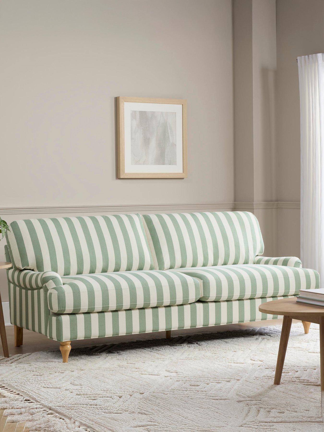 Dusk Hampshire 3 Seater Sofa - Green Stripe