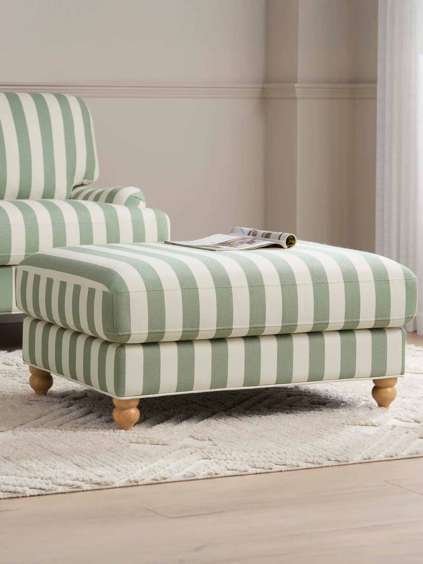 Image 1 of 5 of Dusk Hampshire Pouffe - Green Stripe