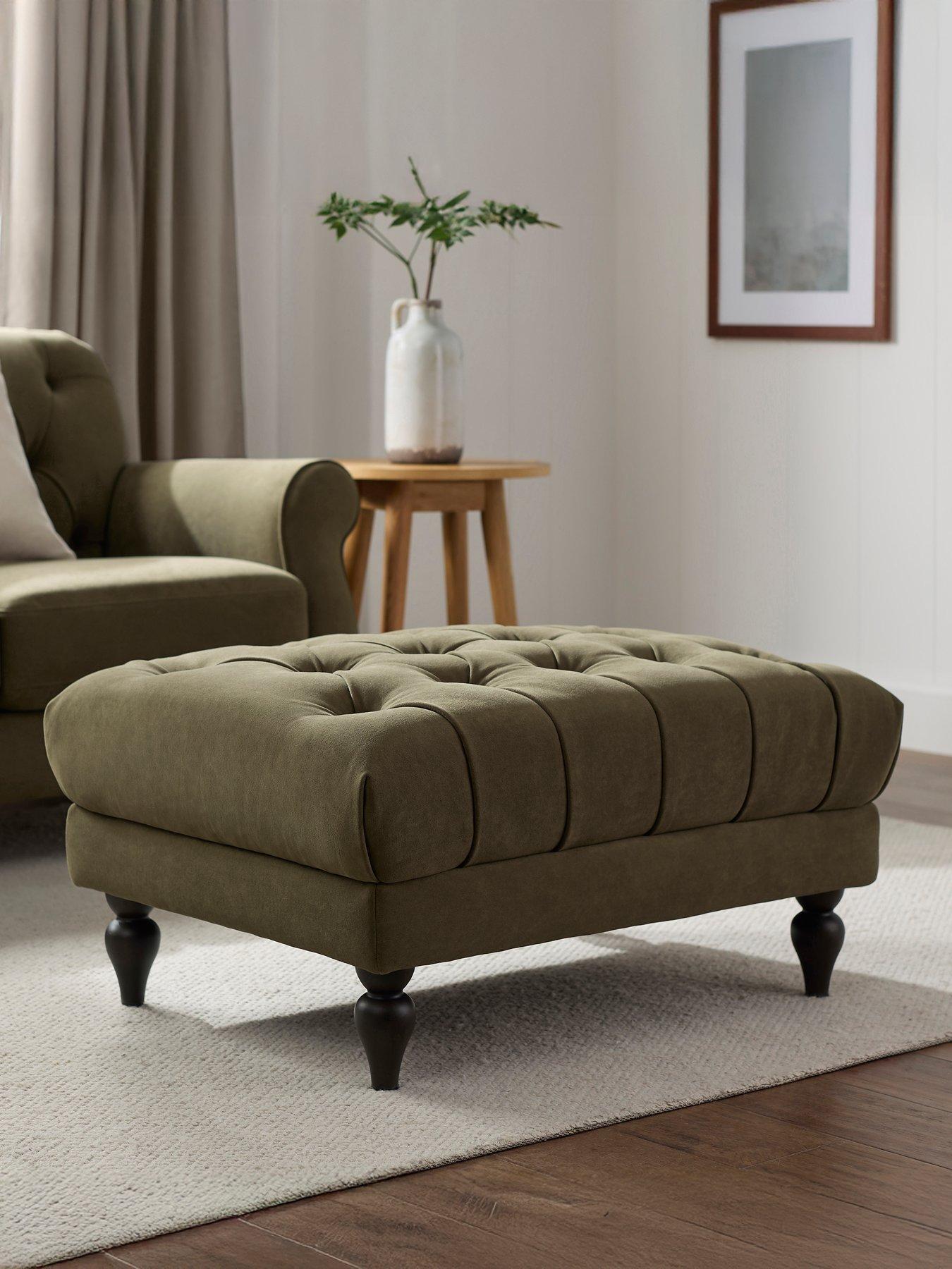 Image 1 of 6 of Dusk Hebden Pouffe - Olive Green