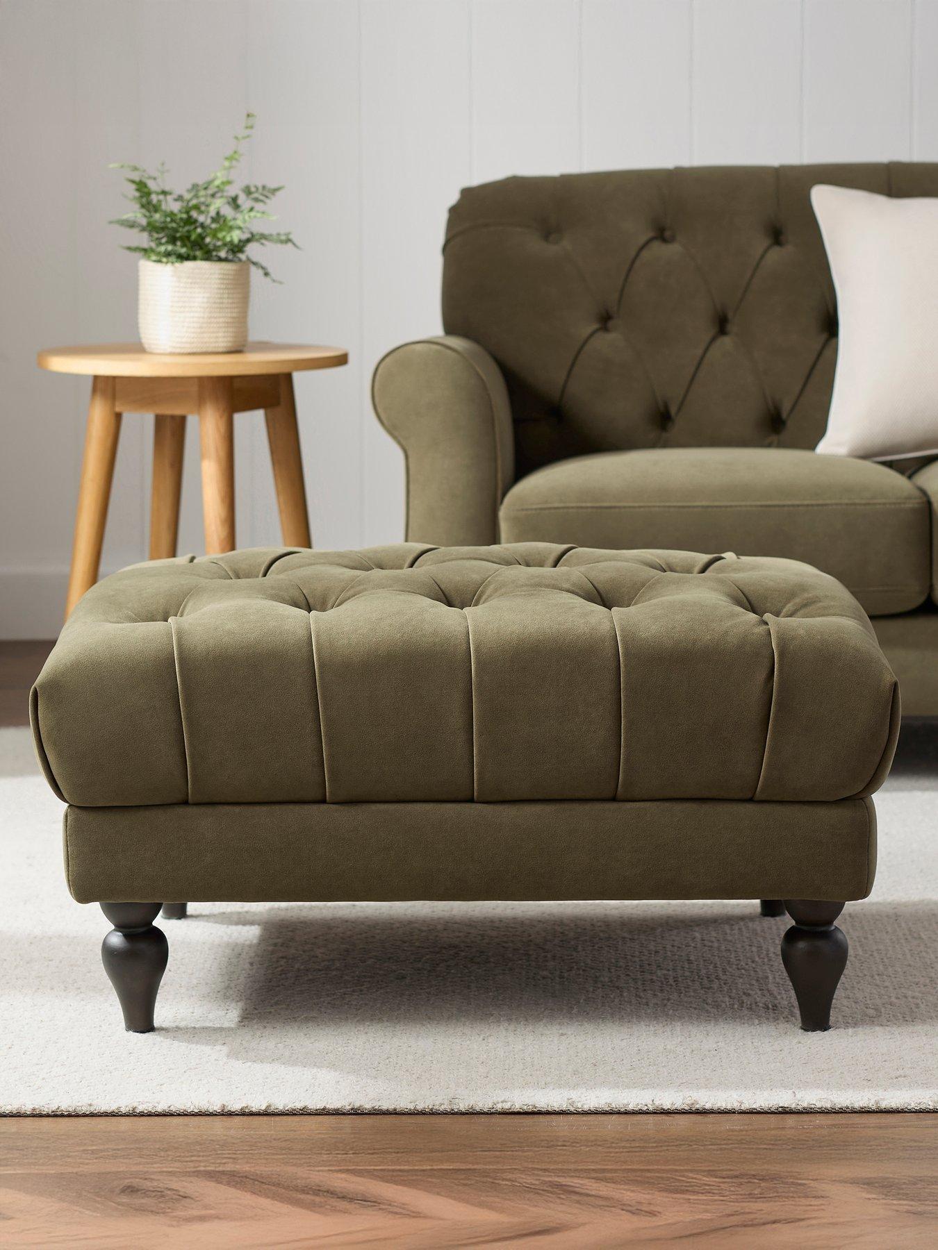 Image 3 of 6 of Dusk Hebden Pouffe - Olive Green