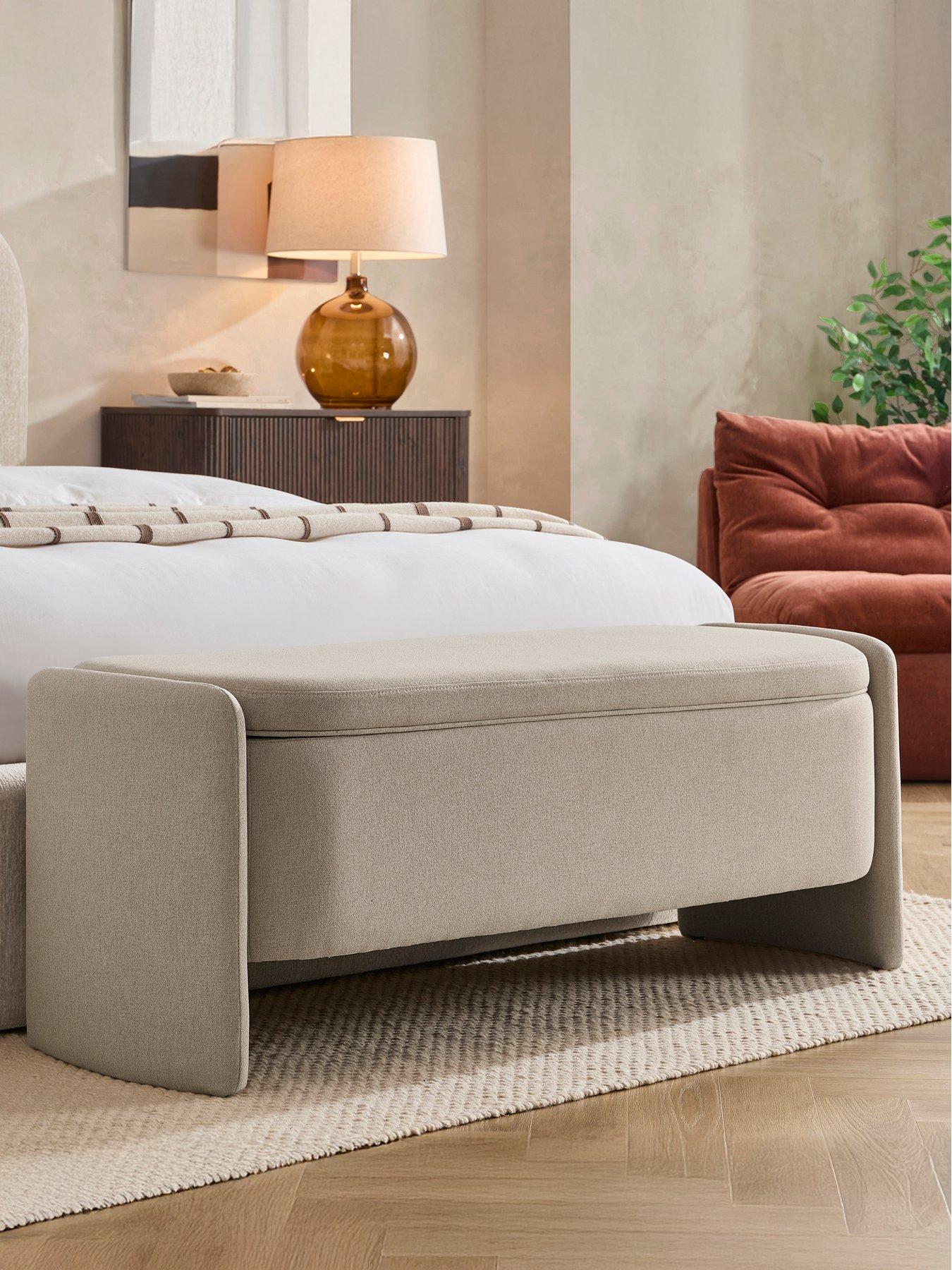 Dusk Didsbury Curved Ottoman Storage Bench - Oatmeal