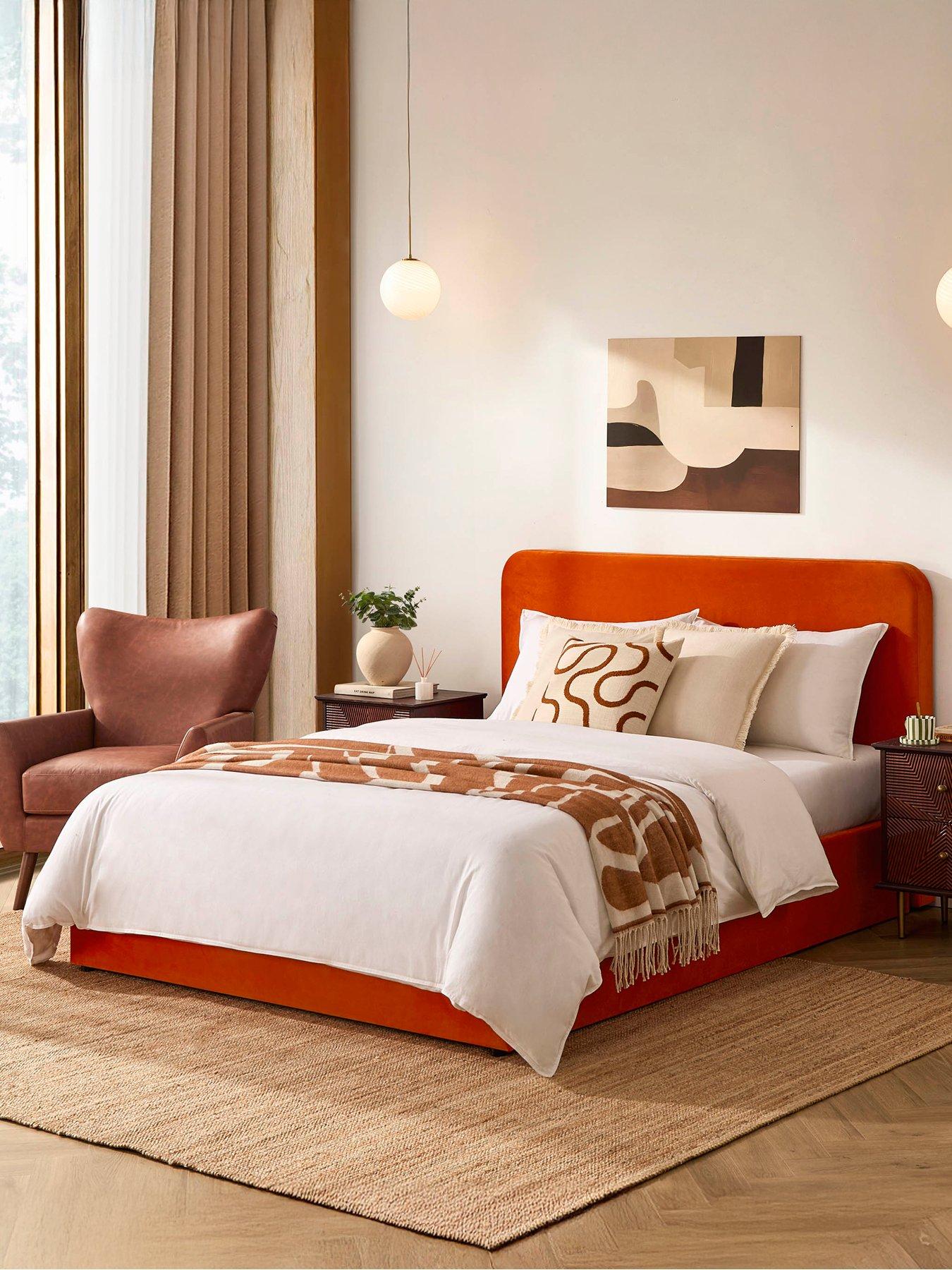 Dusk Ascot Bright Orange Ottoman Storage Bed -  King