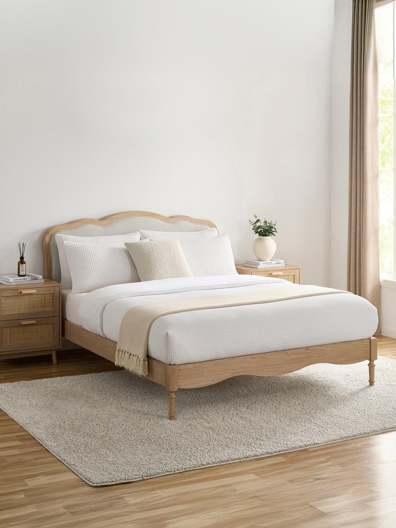 Dusk Versaille French Full Frame Natural Stripe Double Bed