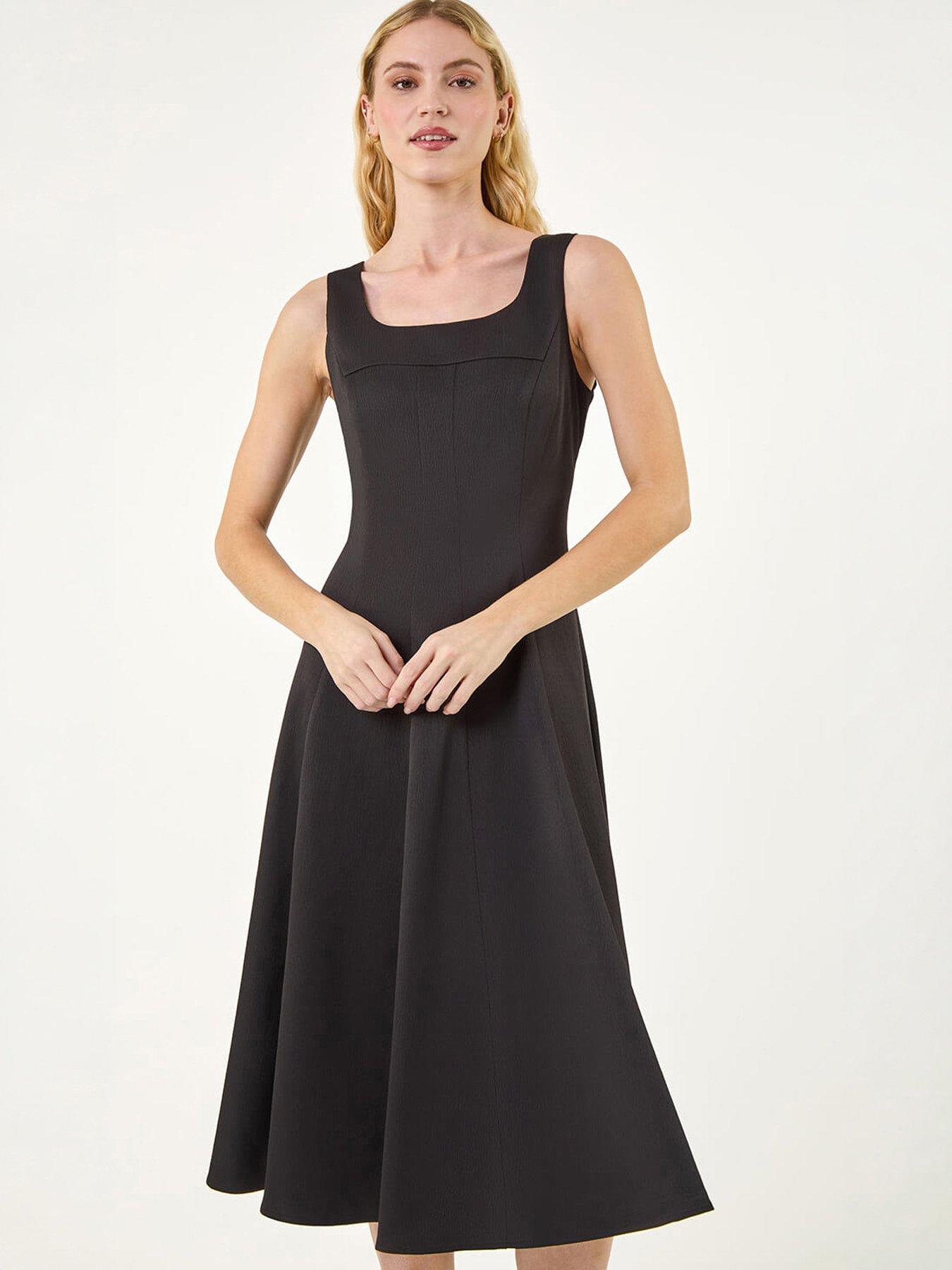 Image 1 of 5 of Roman Square Neck Pleated Midi Dress