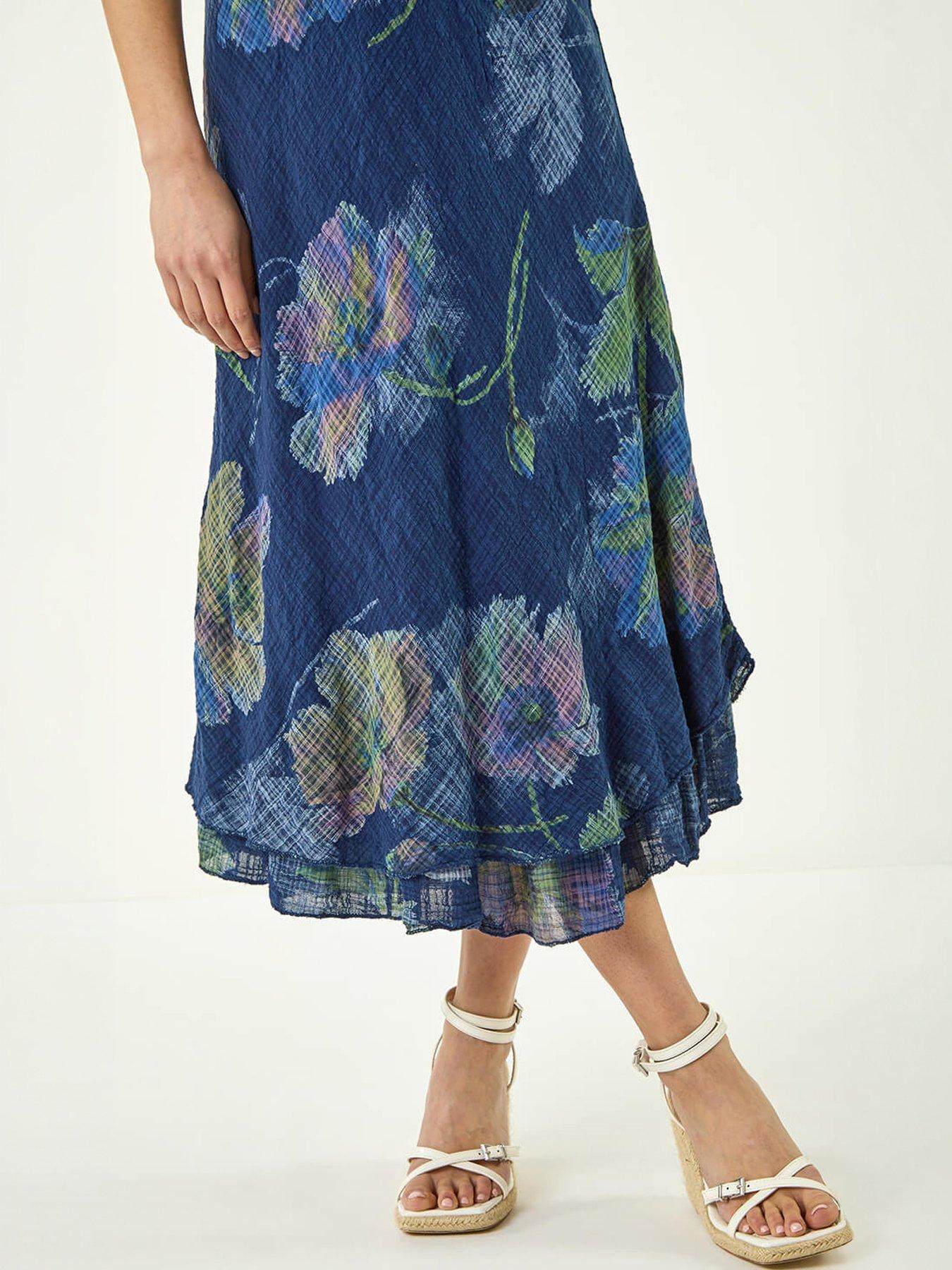 Image 2 of 5 of Roman Petite Abstract Print Layered Hem Dress
