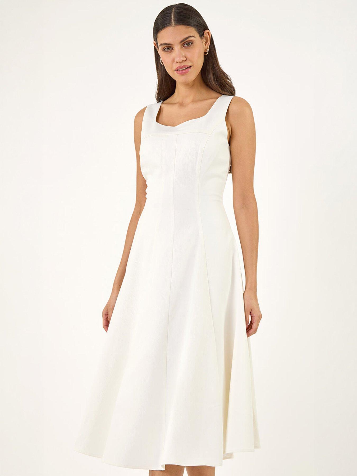 Image 3 of 5 of Roman Square Neck Pleated Midi Dress