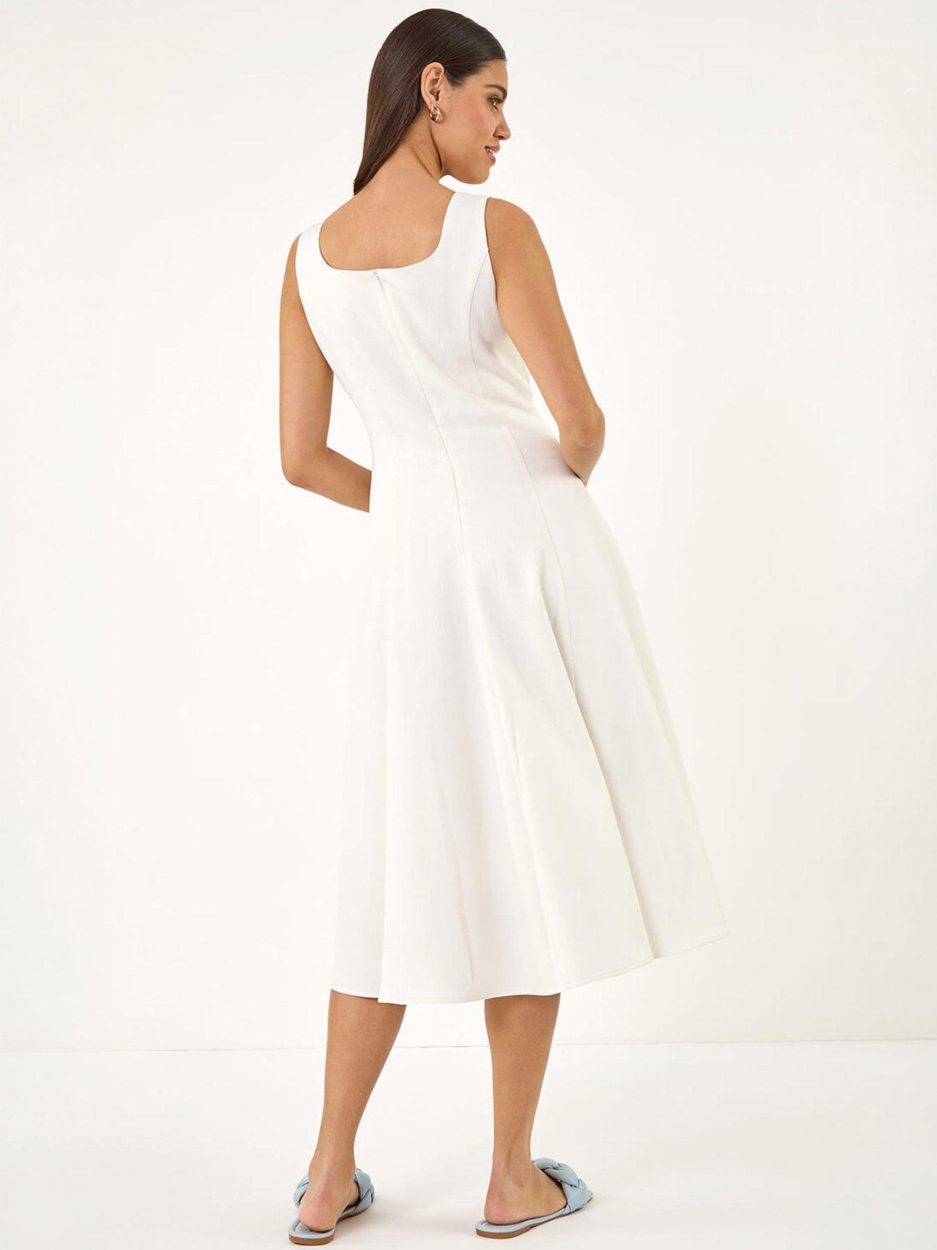 Image 4 of 5 of Roman Square Neck Pleated Midi Dress