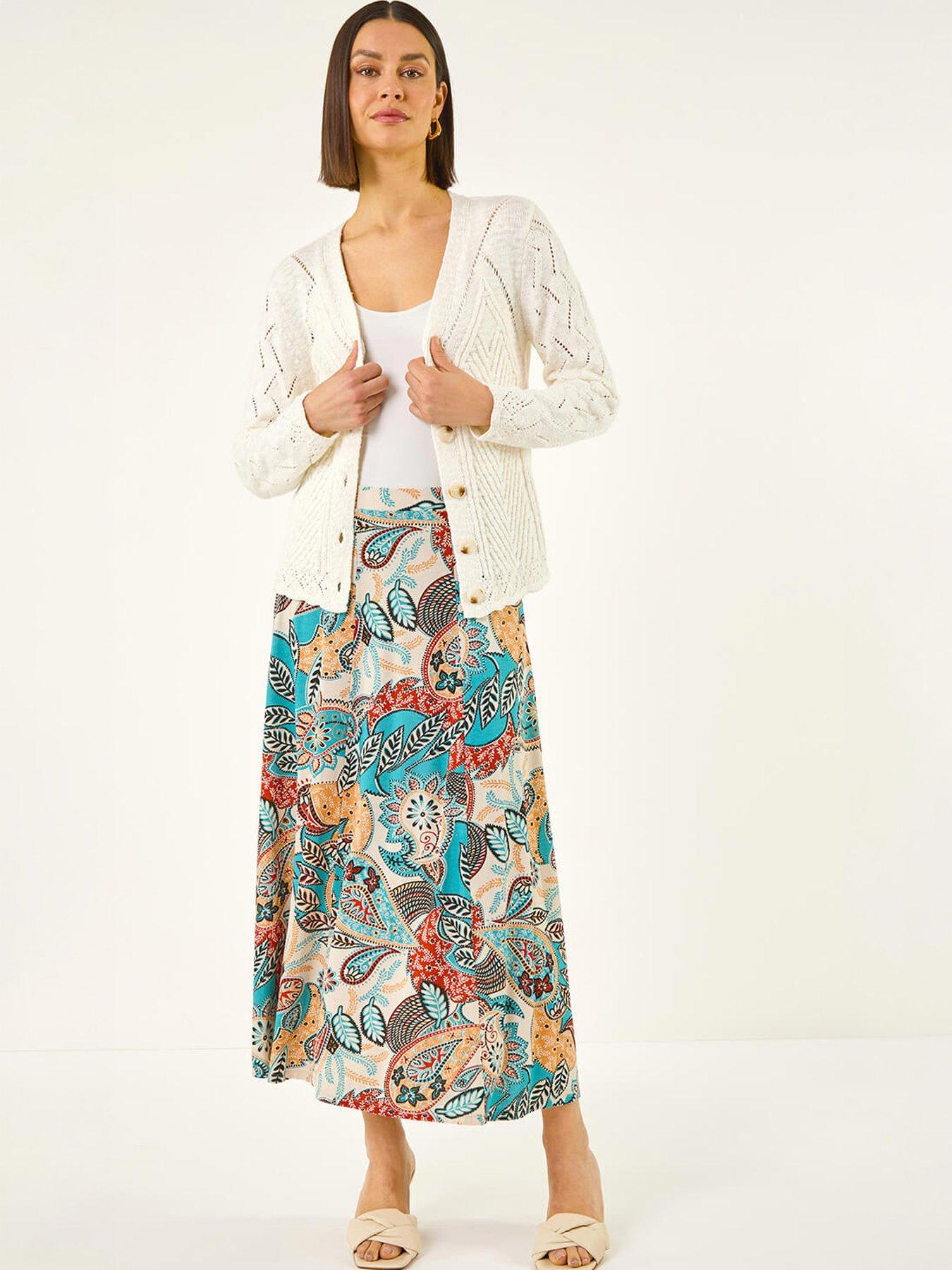 Image 3 of 5 of Roman Paisley Print Midi Skirt