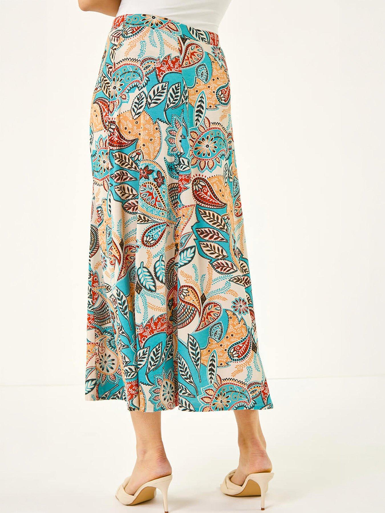 Image 4 of 5 of Roman Paisley Print Midi Skirt