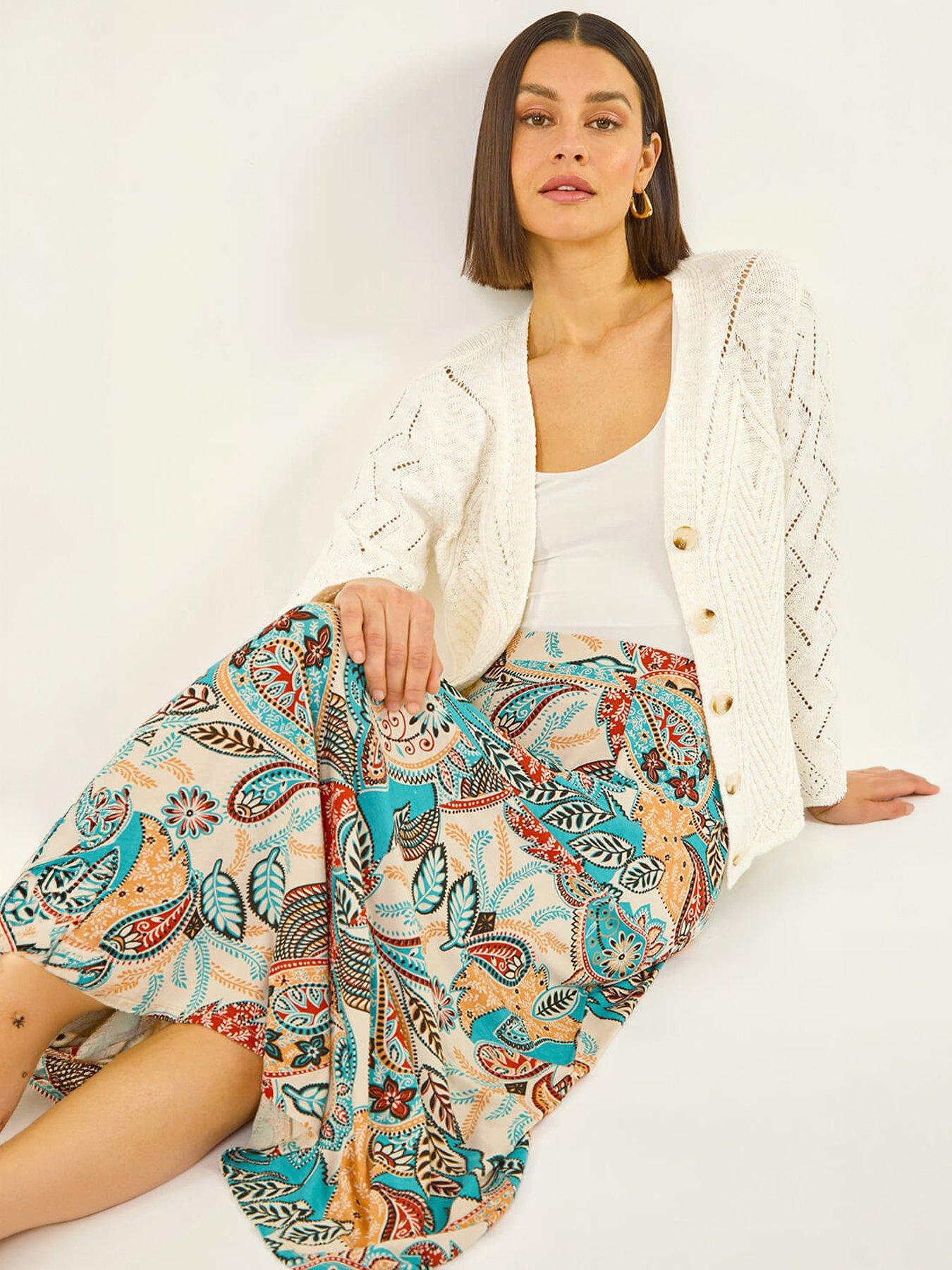 Image 5 of 5 of Roman Paisley Print Midi Skirt