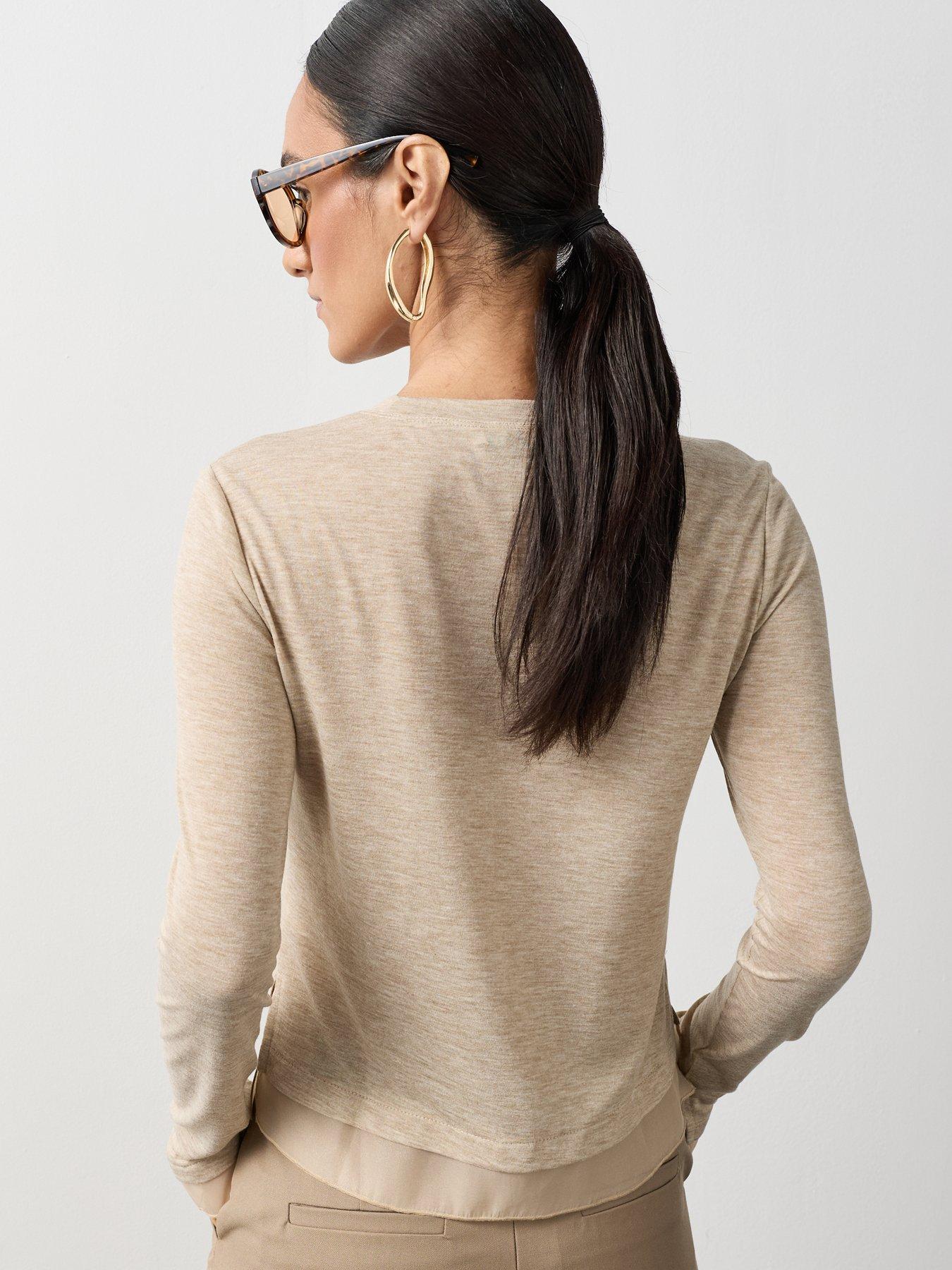 Image 2 of 7 of Michelle Keegan Slub Crew Neck Top - Beige