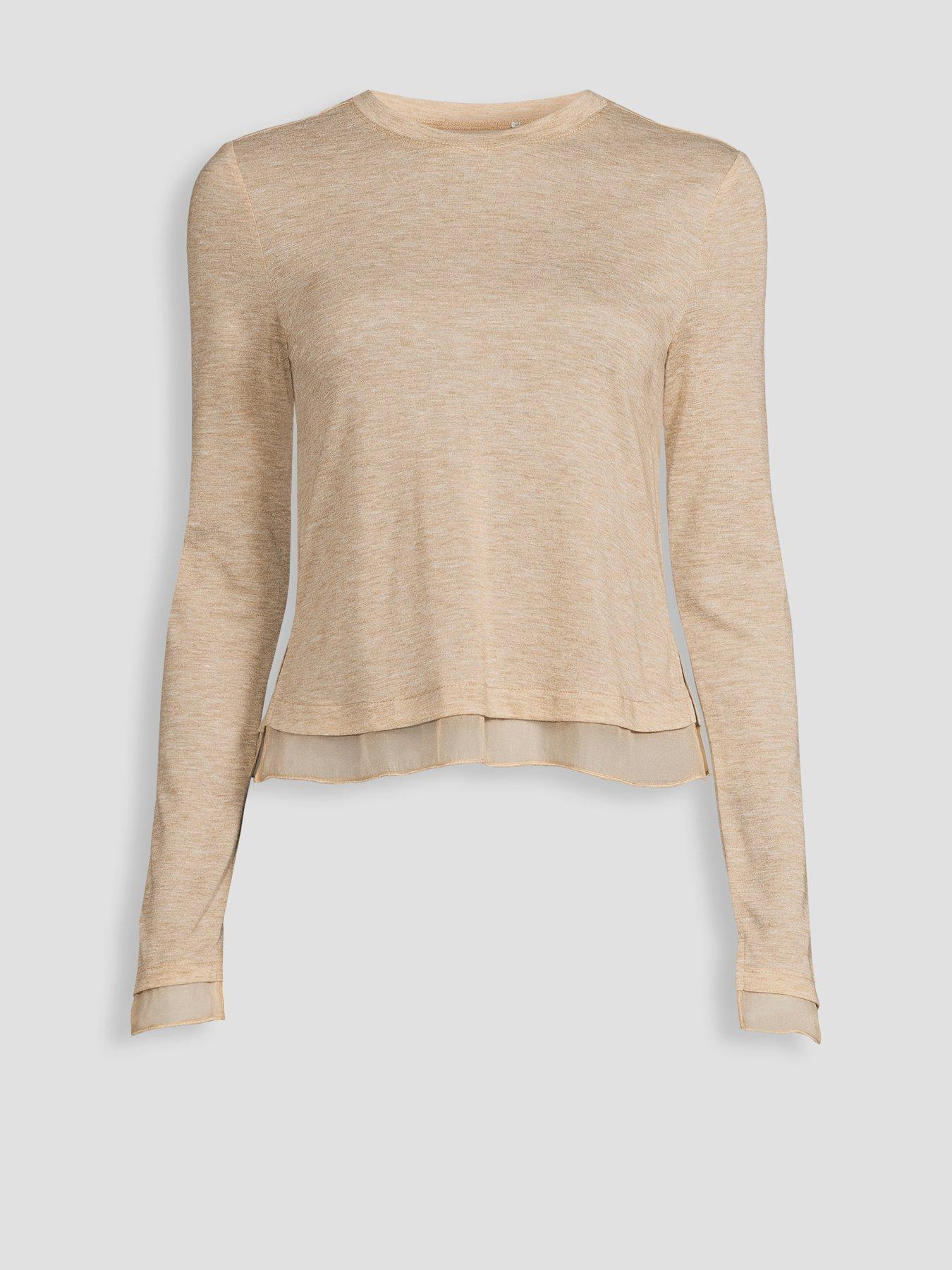 Image 7 of 7 of Michelle Keegan Slub Crew Neck Top - Beige