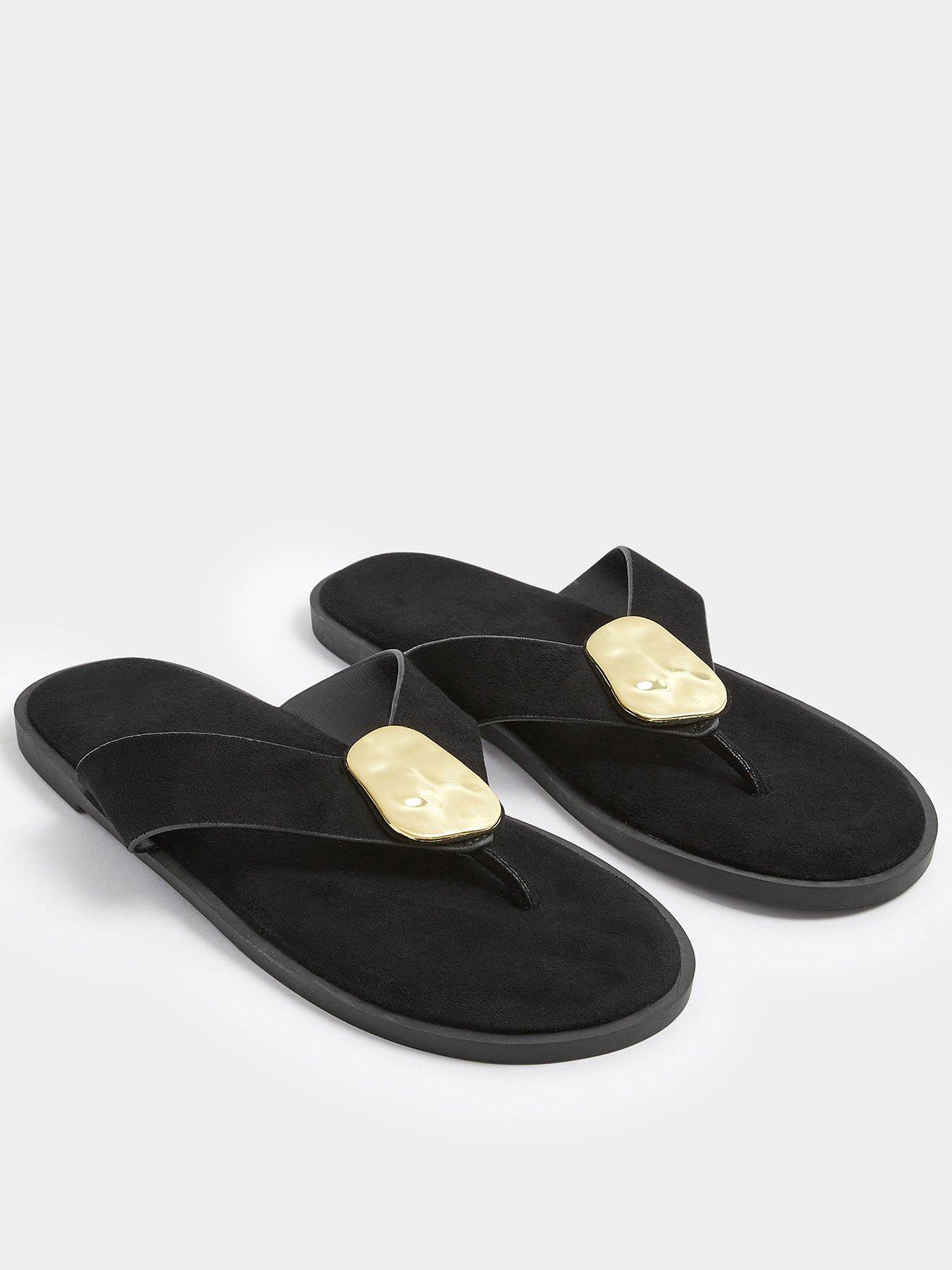 yours-hammered-disk-sandals-in-extra-wide-fit-blackfront