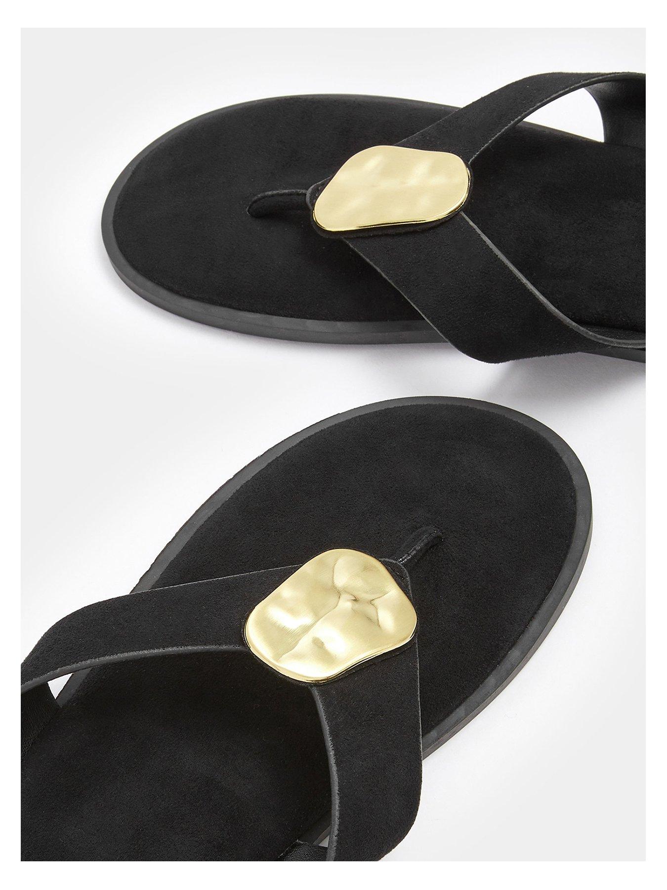 yours-hammered-disk-sandals-in-extra-wide-fit-blackoutfit