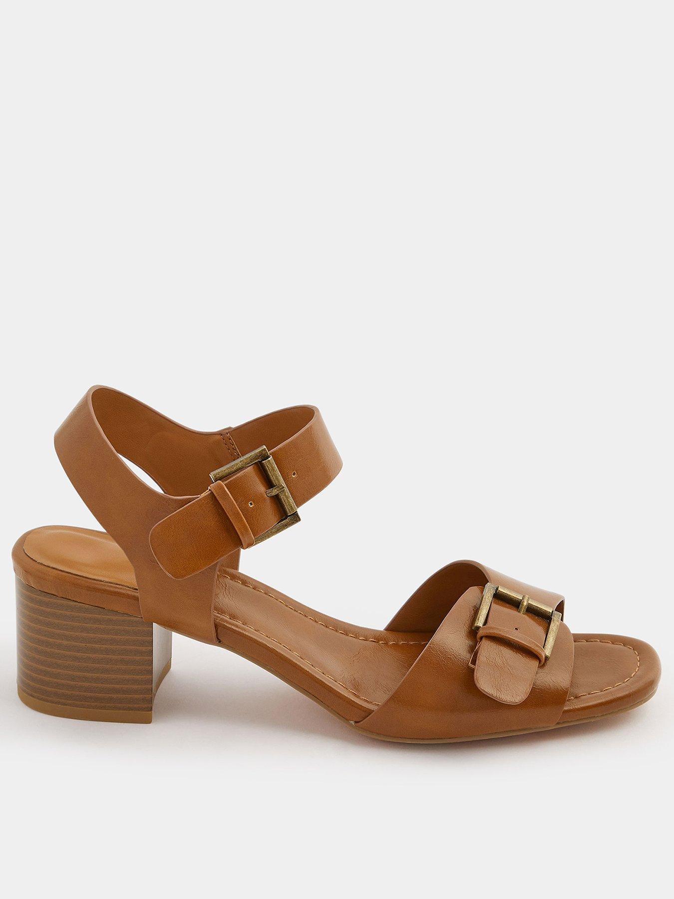 yours-double-buckle-casual-block-heel-brownfront