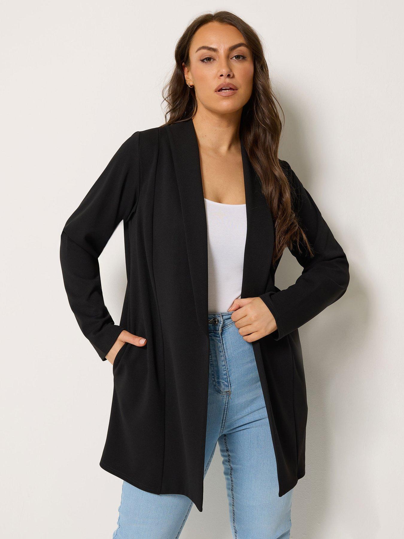Image 1 of 6 of Yours Curve Shawl Collar Scuba Blazer - Black