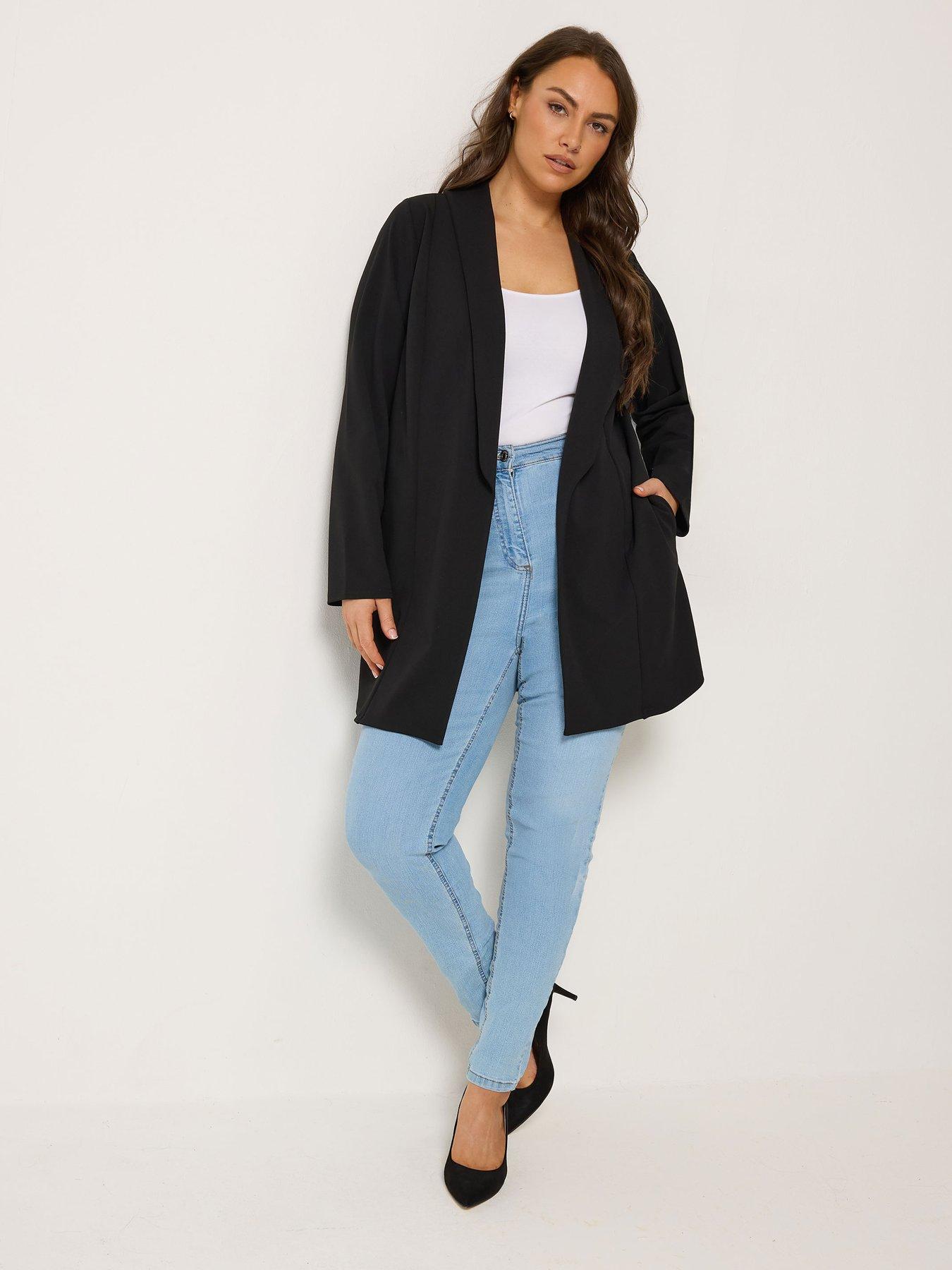 Image 3 of 6 of Yours Curve Shawl Collar Scuba Blazer - Black