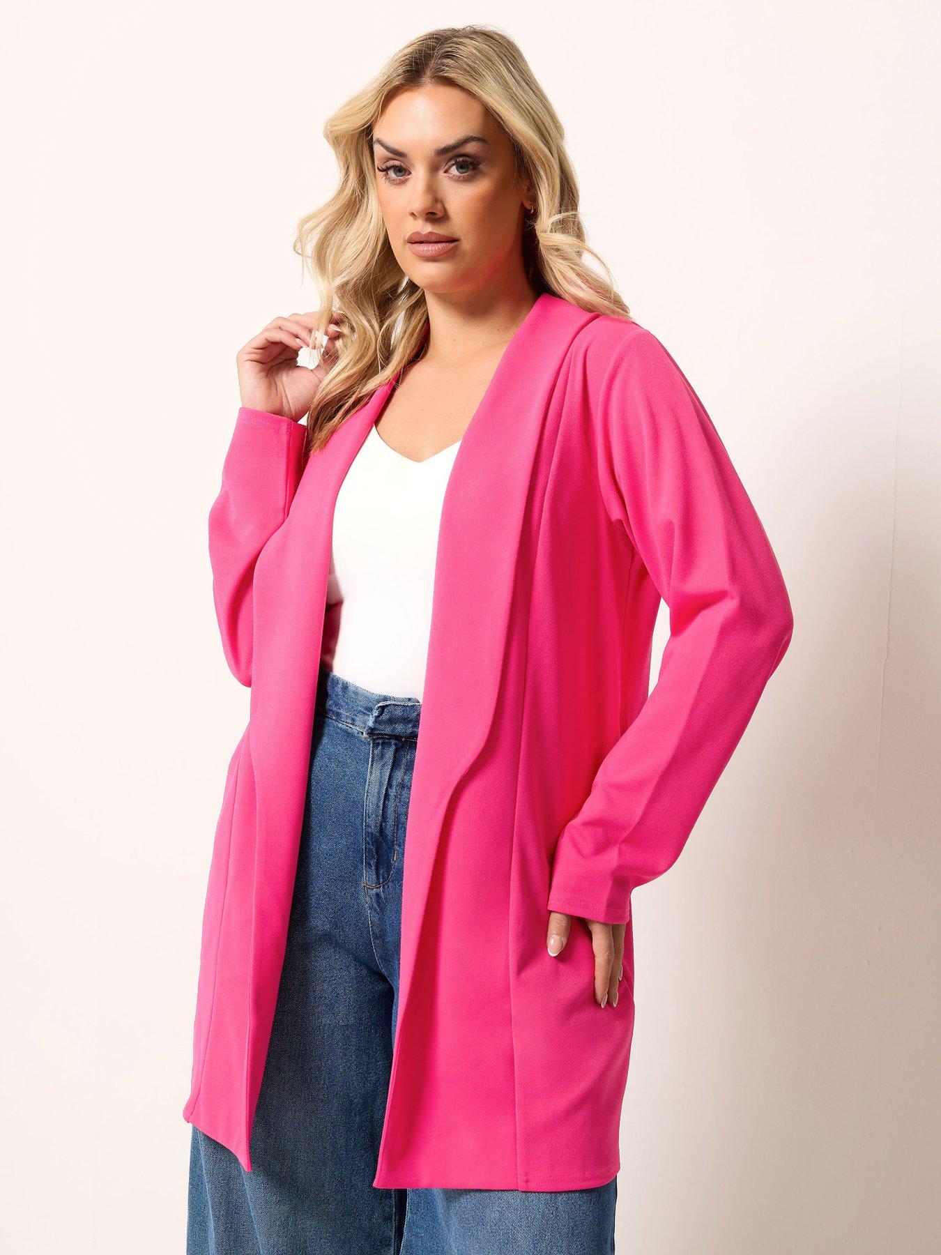Image 1 of 5 of Yours Curve Shawl Collar Scuba Blazer - Pink