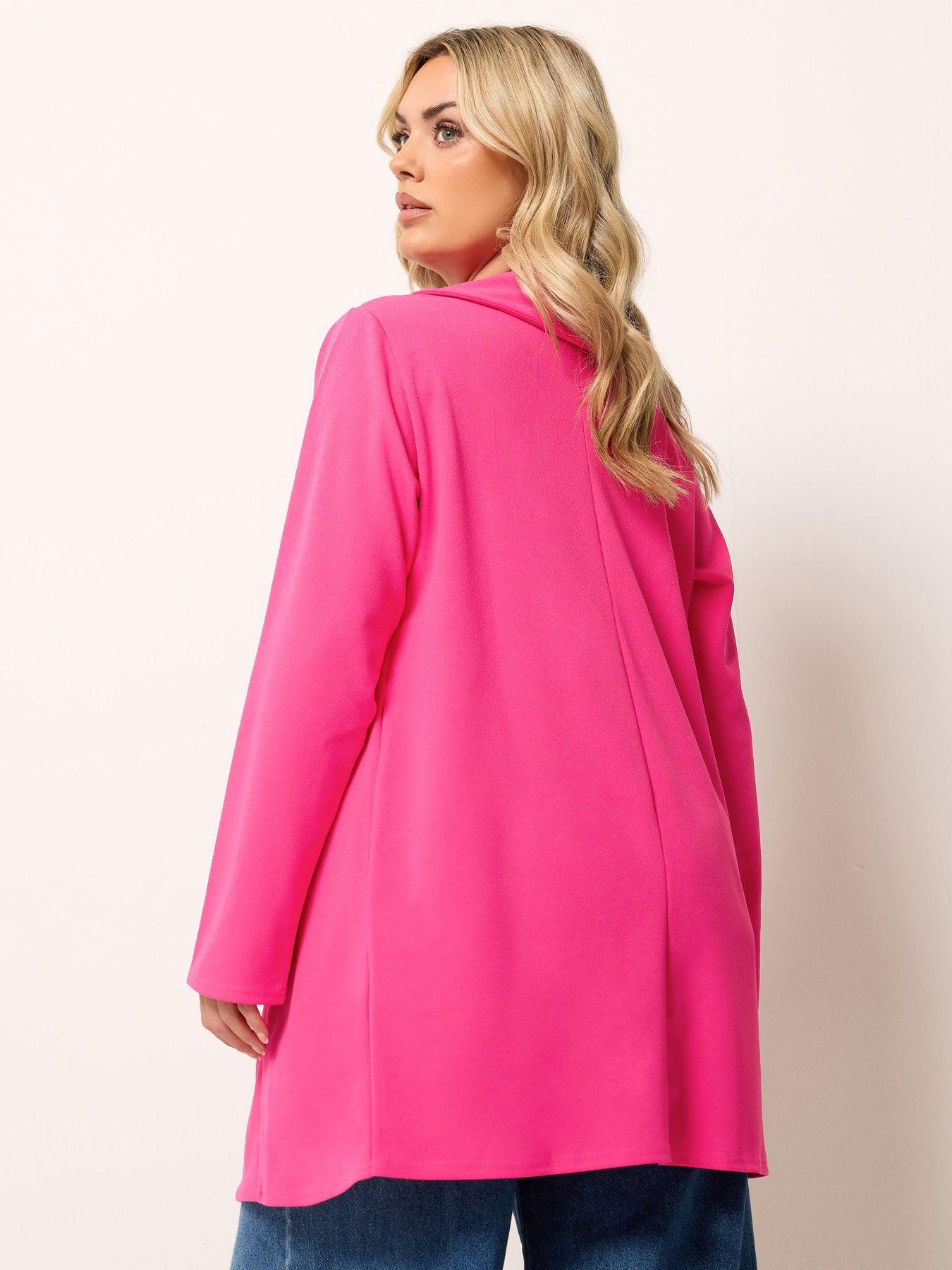 Image 2 of 5 of Yours Curve Shawl Collar Scuba Blazer - Pink