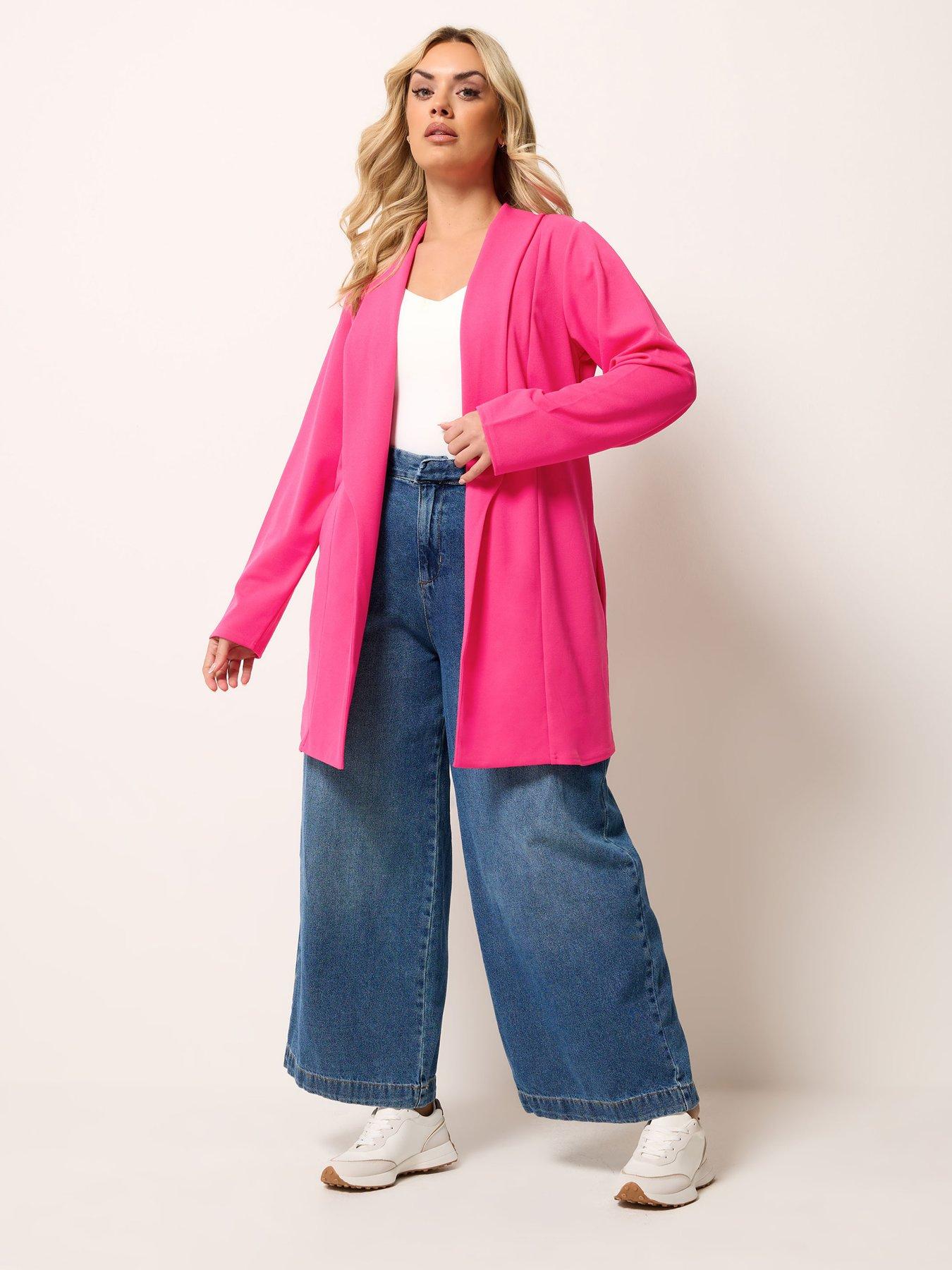 Image 3 of 5 of Yours Curve Shawl Collar Scuba Blazer - Pink