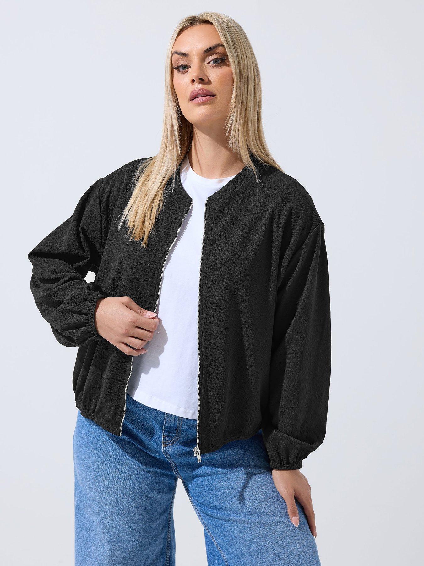 Image 1 of 6 of Yours Curve Zip Bomber Jacket - Black
