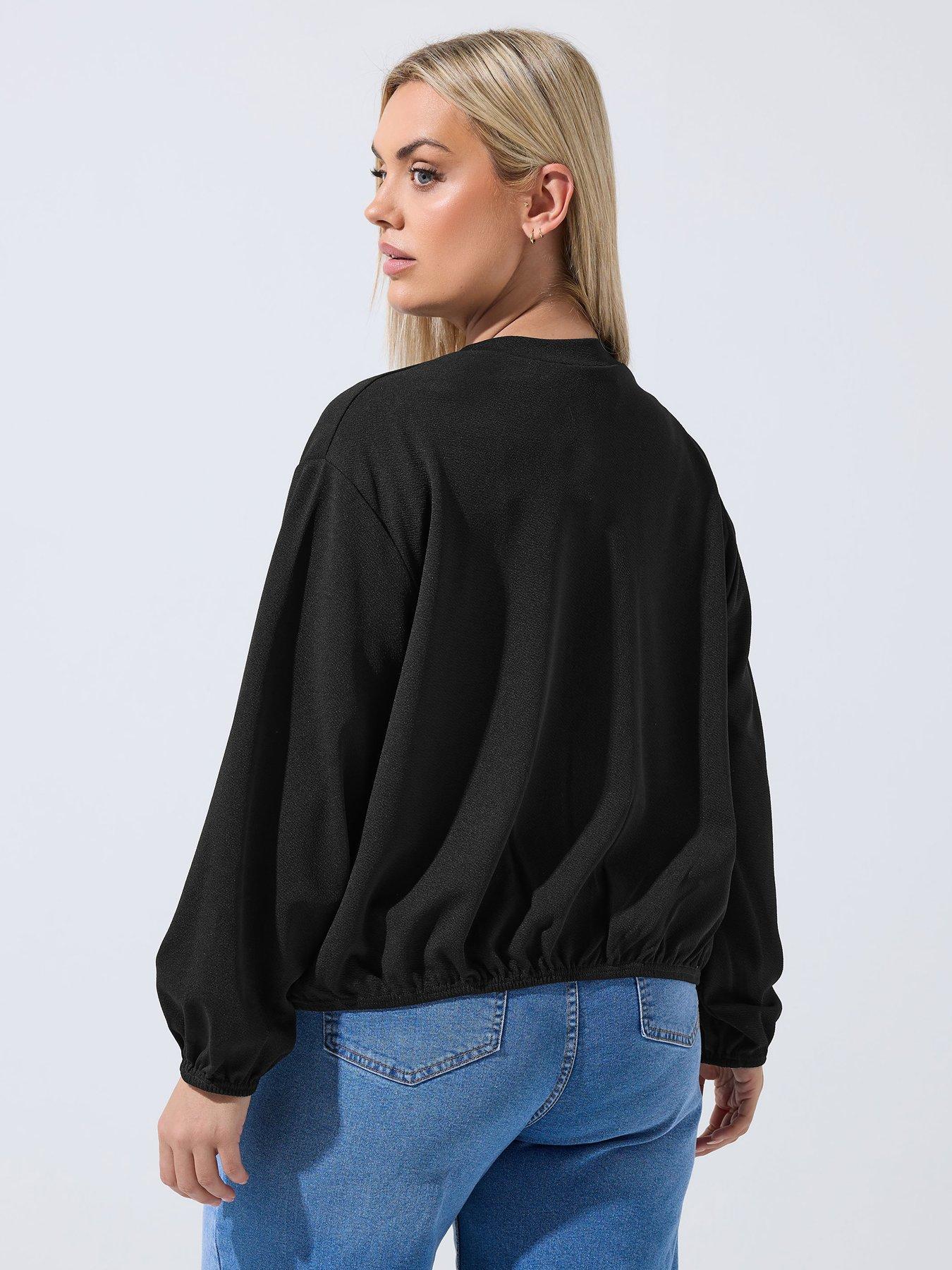 Image 2 of 6 of Yours Curve Zip Bomber Jacket - Black